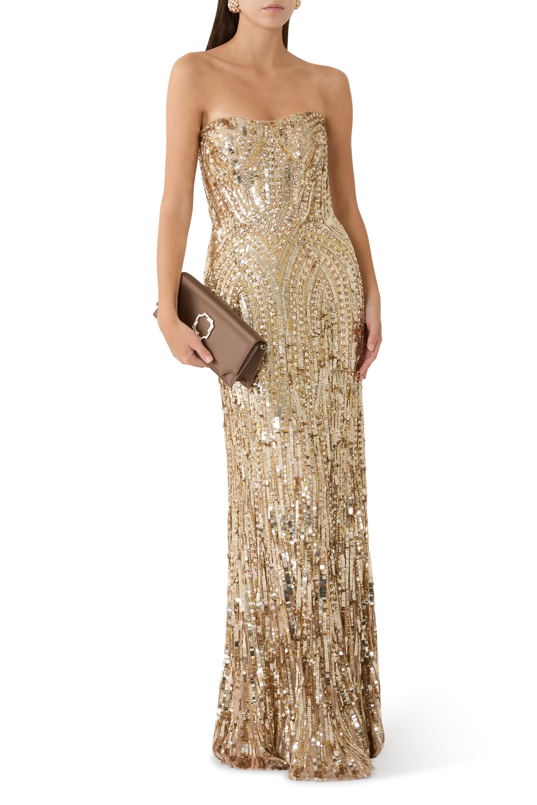 Euphoria Strapless Embellished Tulle Gown