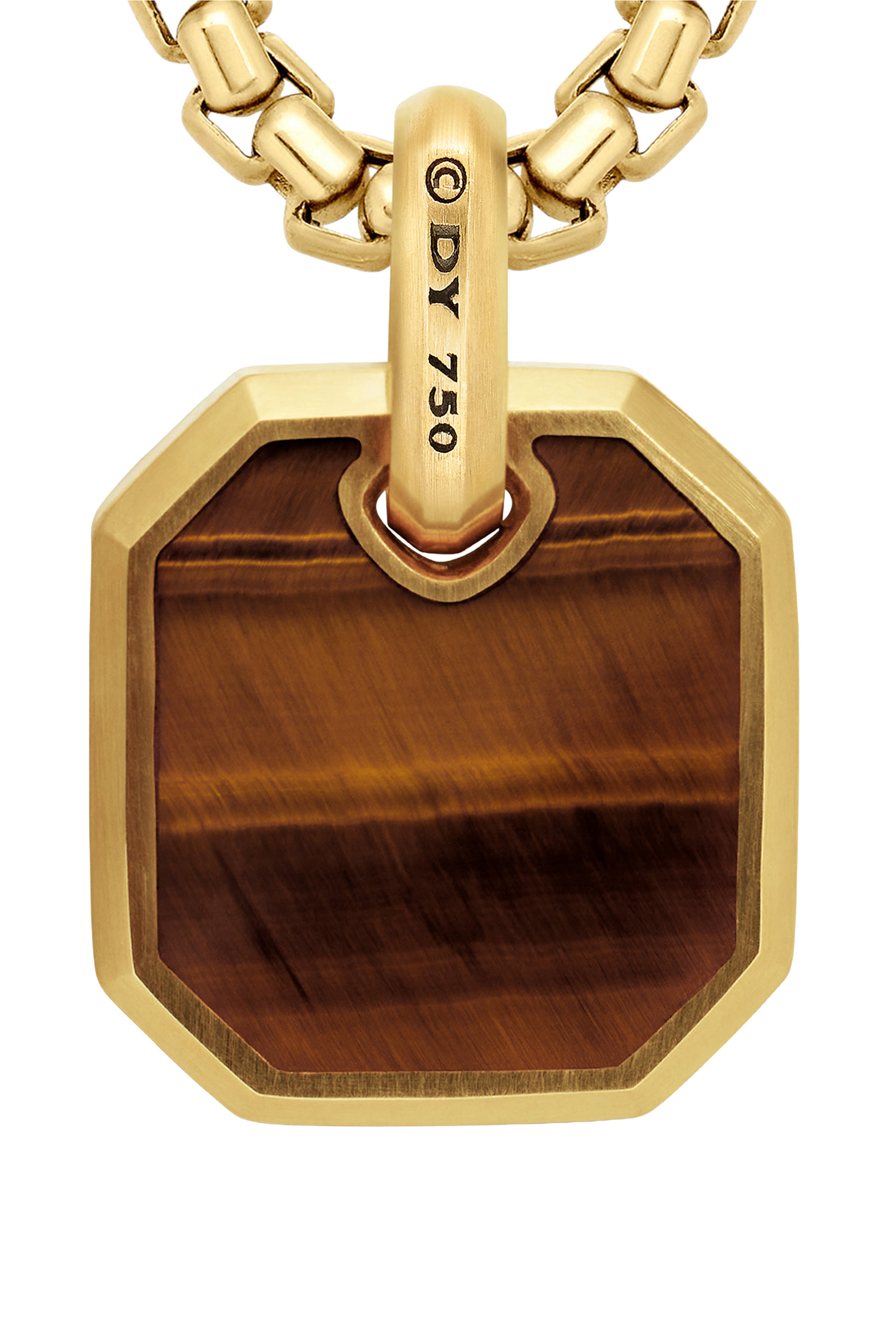  Octagonal Amulet, 18K Yellow Gold & Tiger's Eye