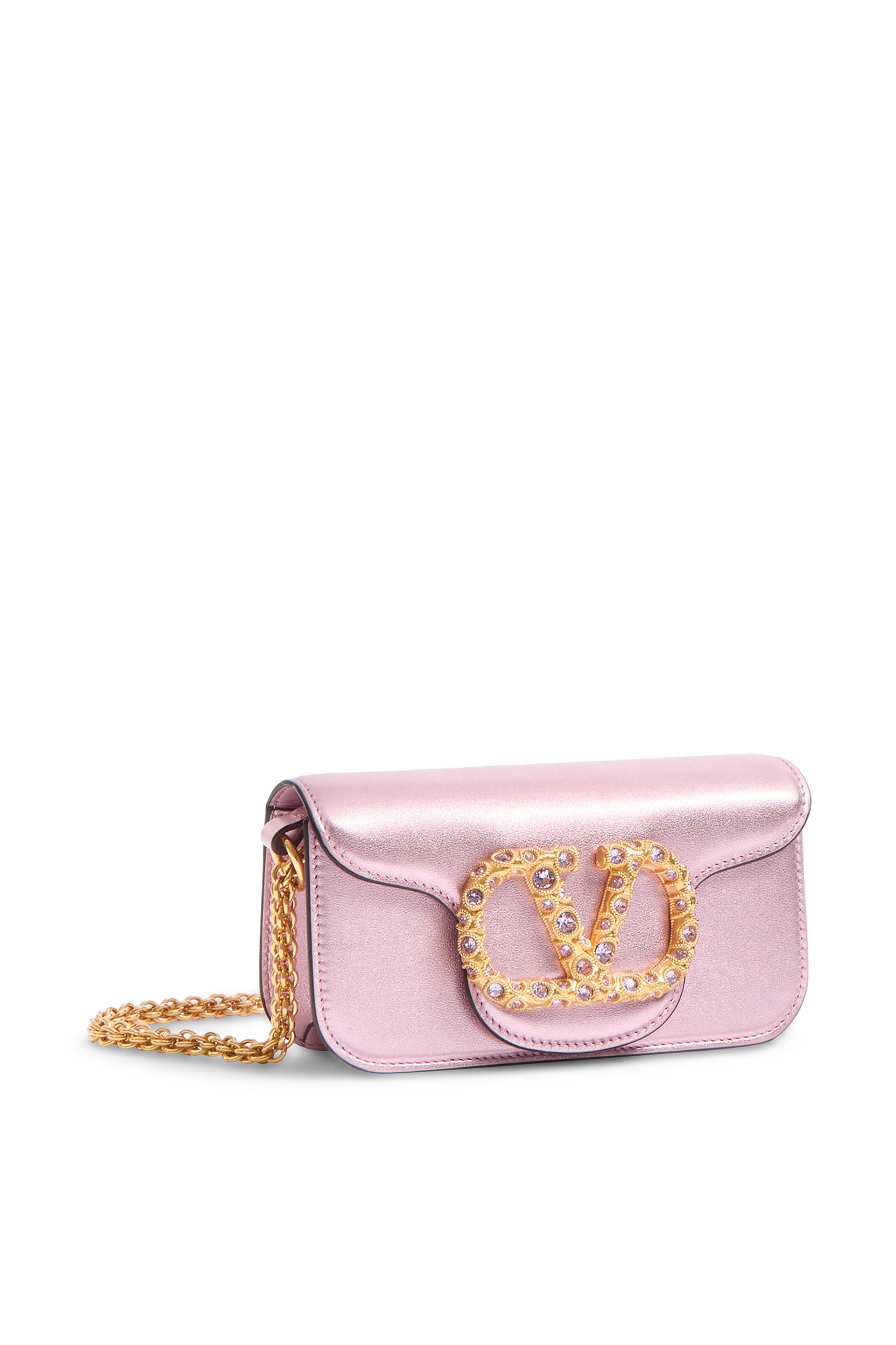 Locò Laminated Calfskin Small Shoulder Bag with Jewel Logo