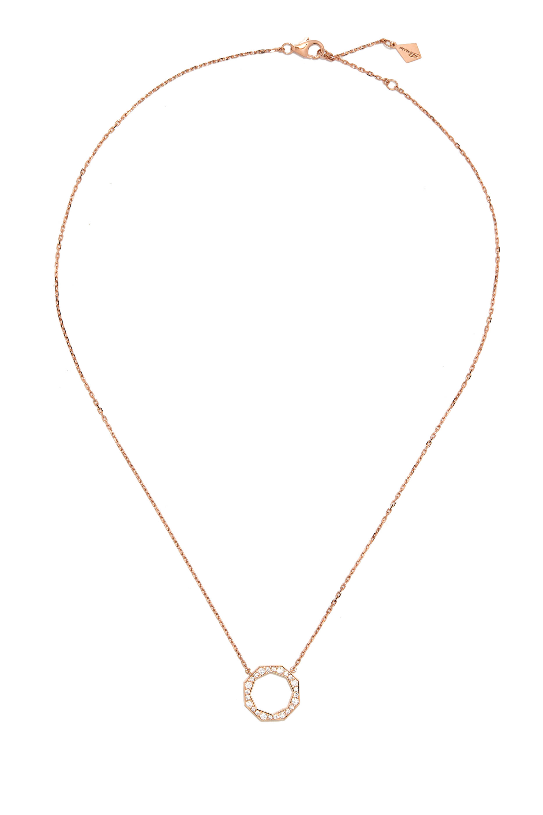 Birwaz Turath Diamond Small Necklace, 18k Pink Gold & Diamonds