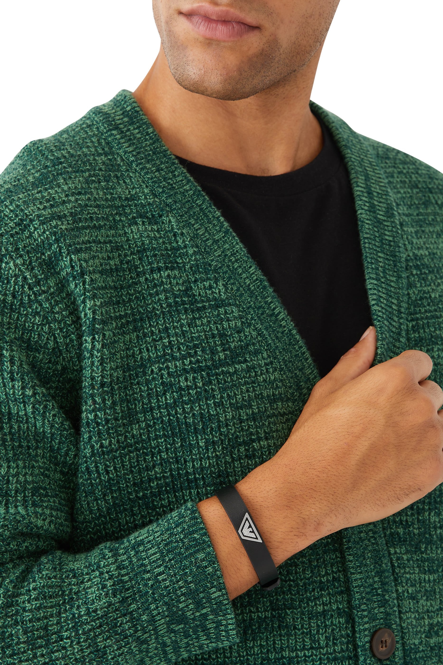 Eagle Logo Strap Bracelet, Leather & Steel