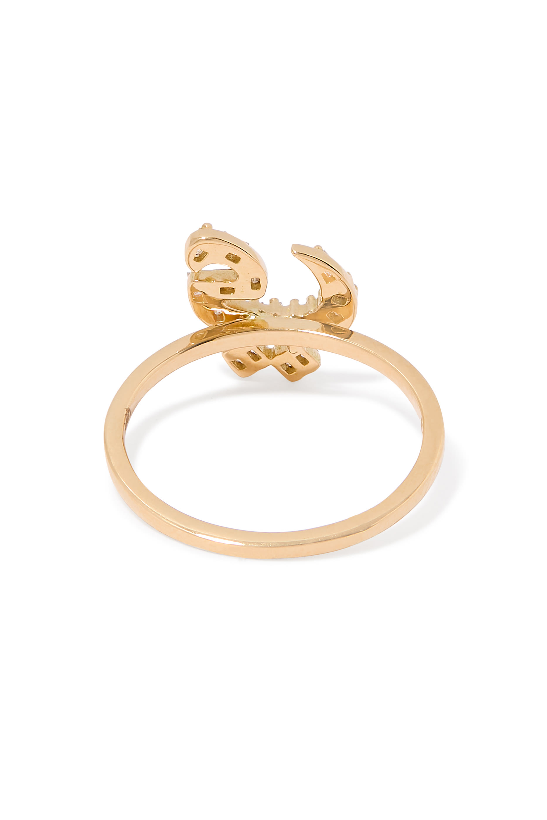 Oula XS Arabic Letter Yaa Ring, 18K Yellow Gold & Diamonds