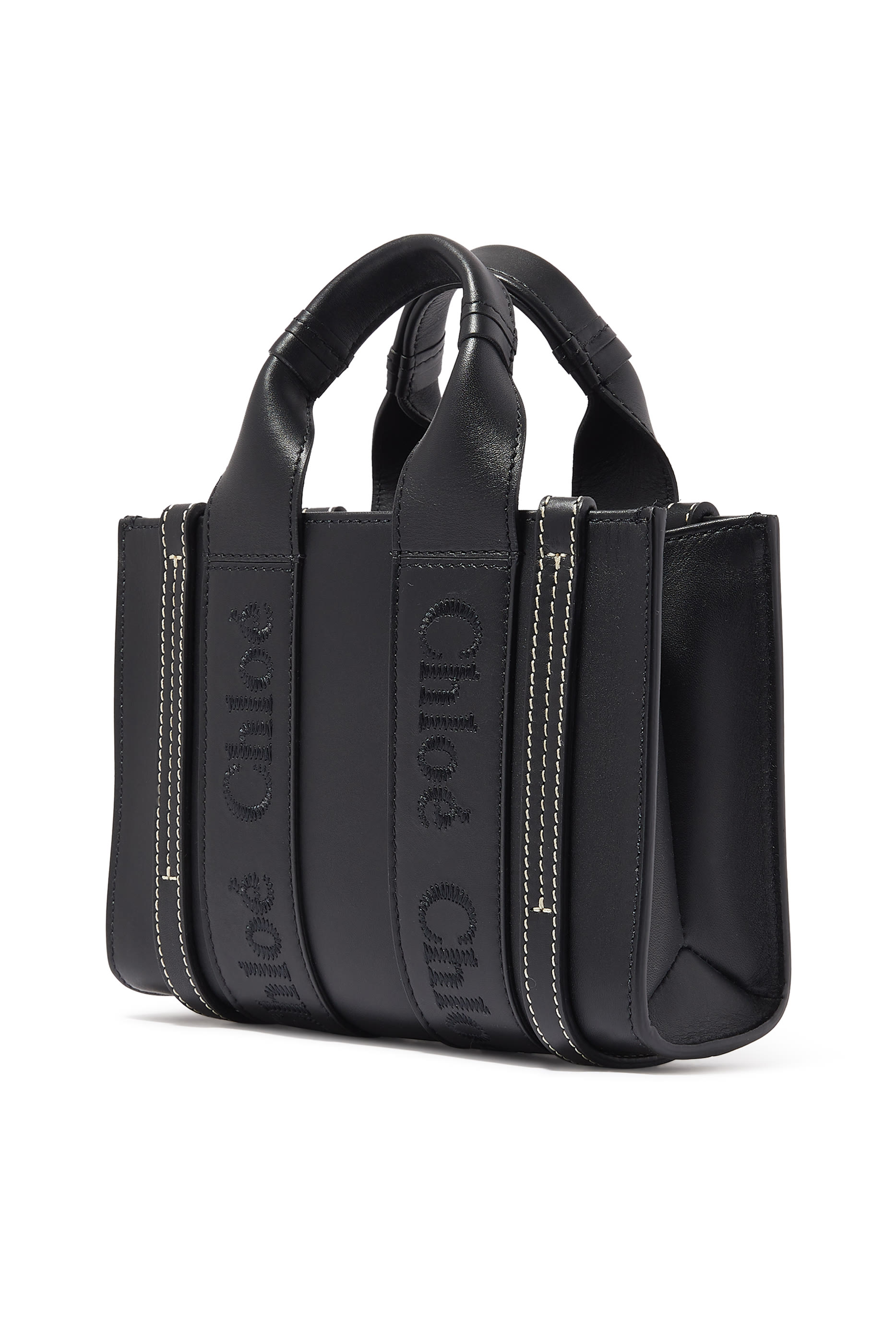 Woody Mini Leather Tote Bag