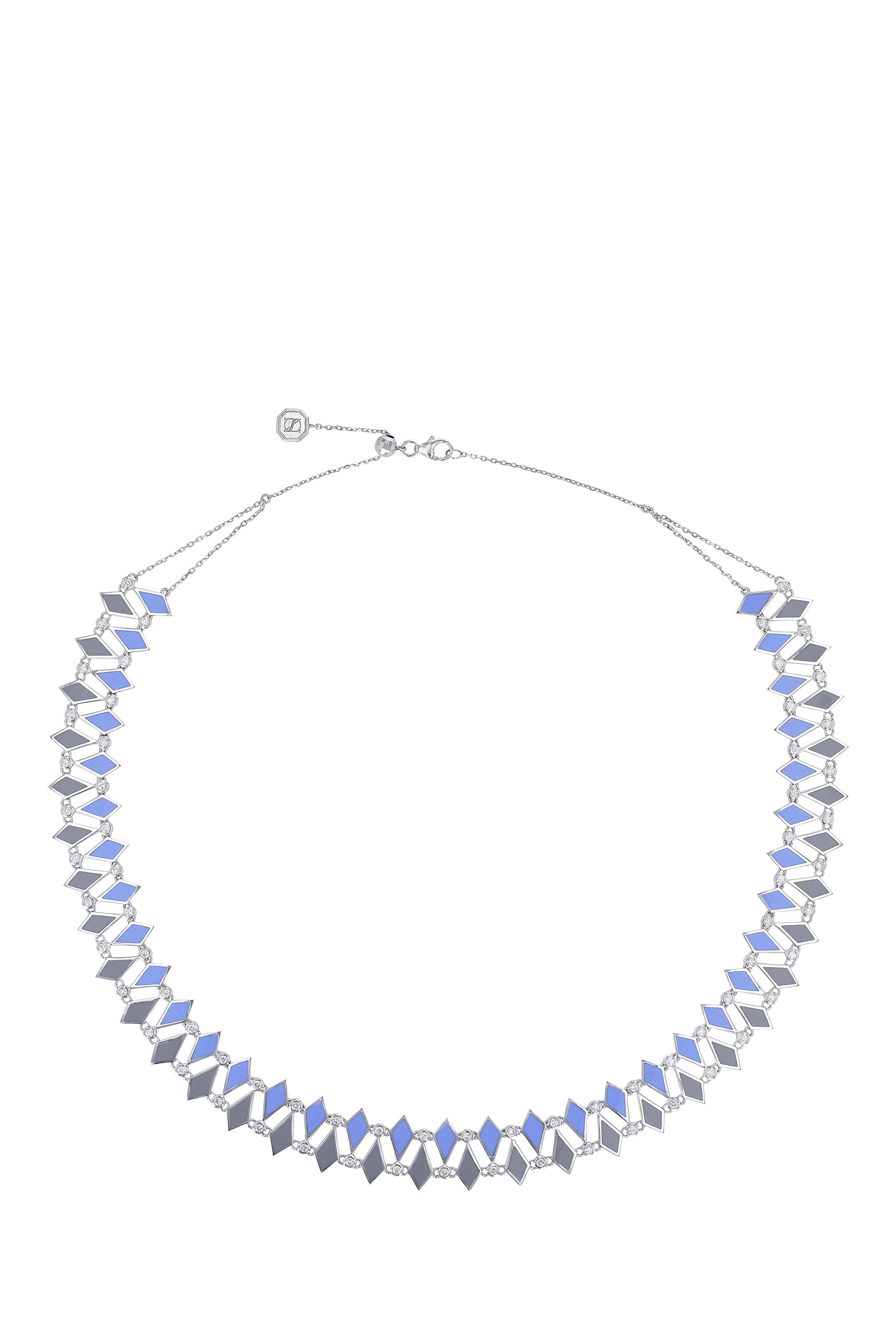 Double Line Mosaic Choker, 18K White Gold & Diamonds