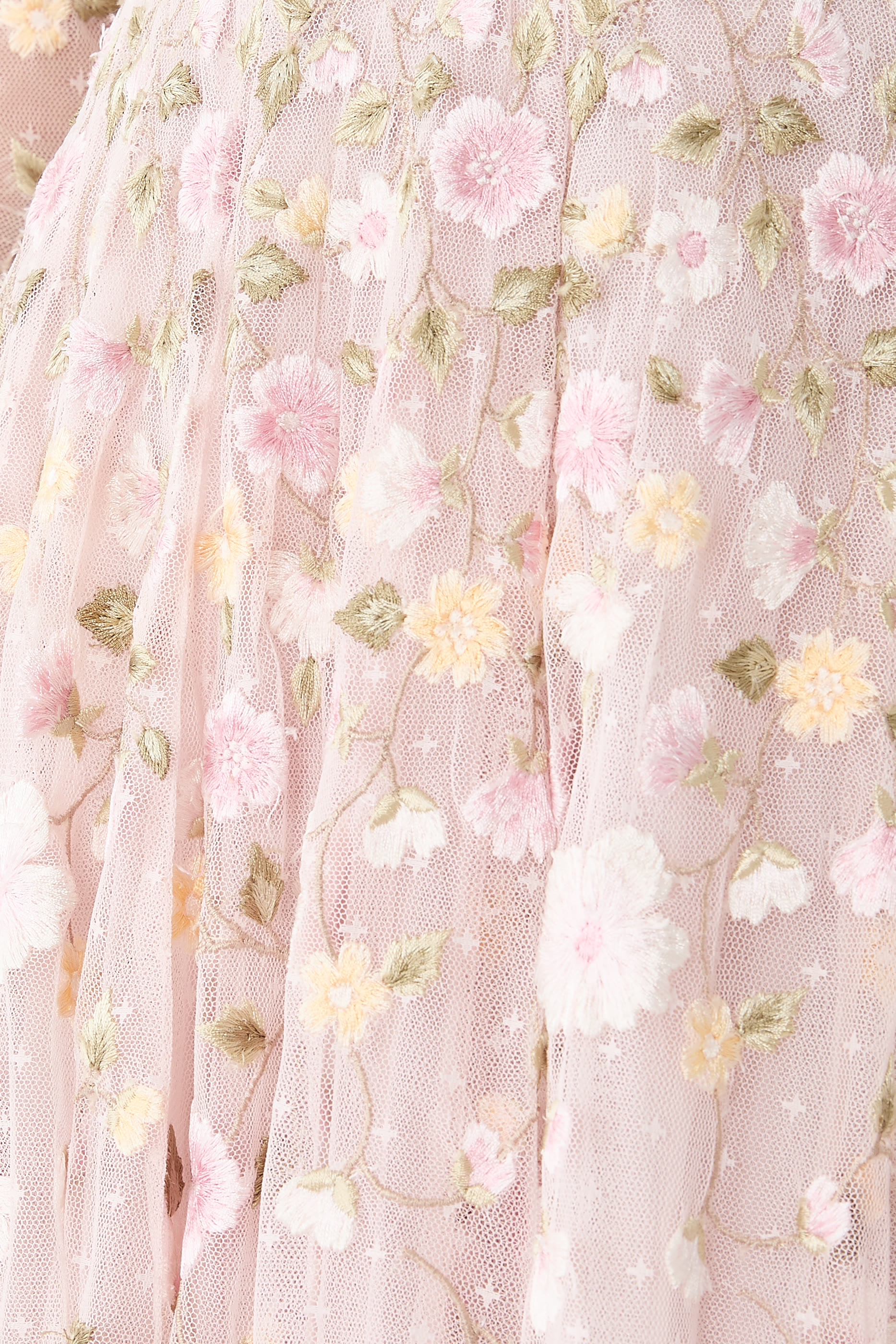 Trailing Roses Long Sleeves Ankle Gown