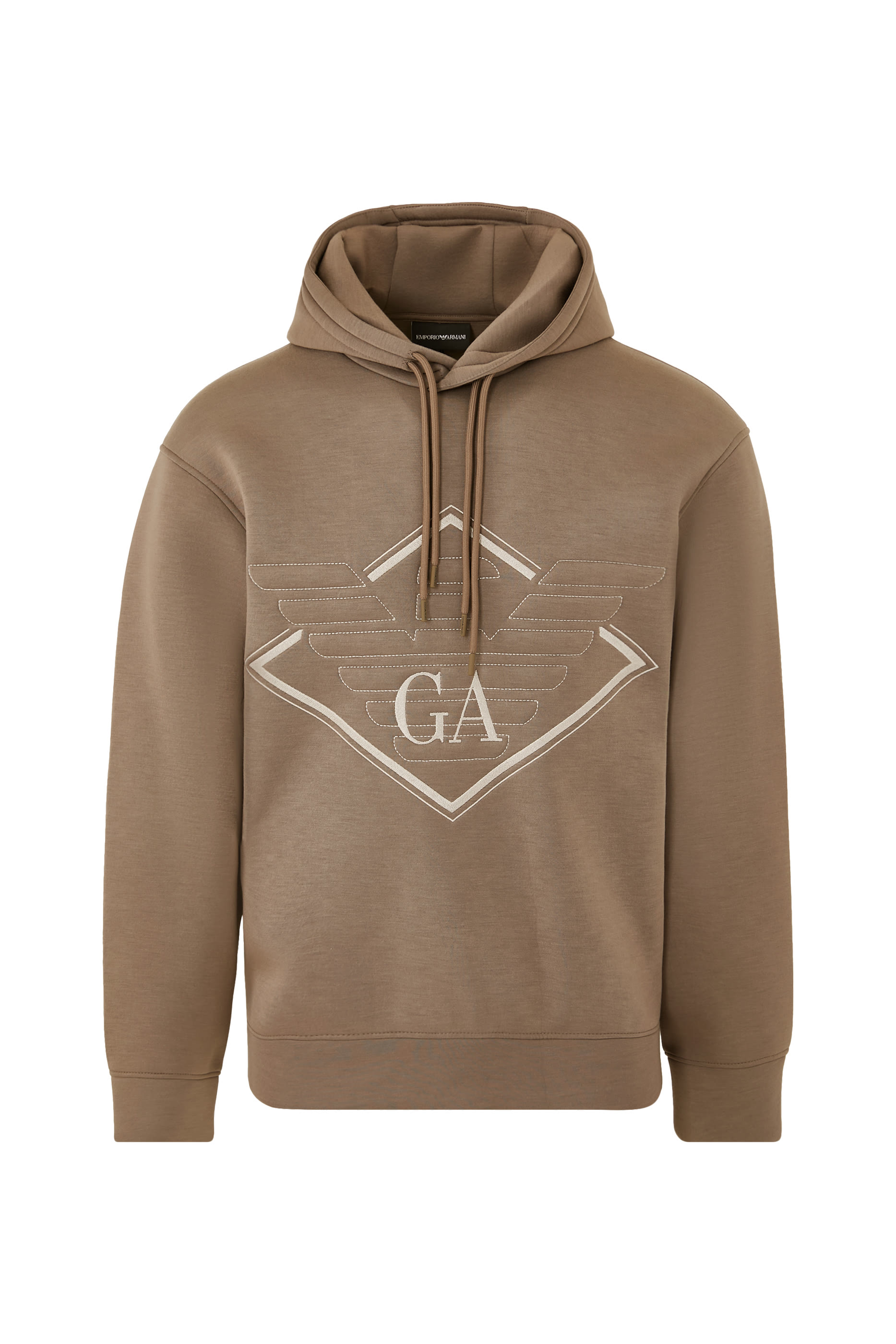 Oversized Eagle Logo Double-Jersey Hooded Sweatshirt