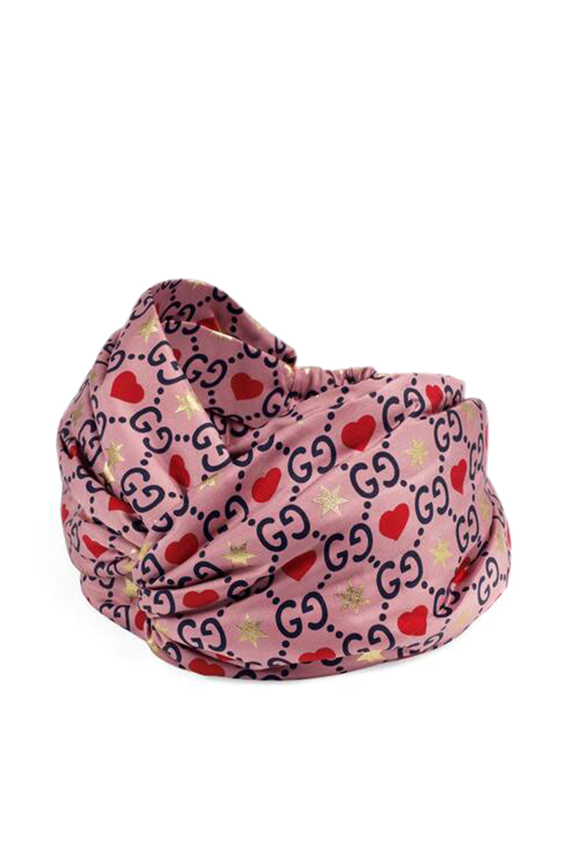 GG and Hearts Print Silk Headband