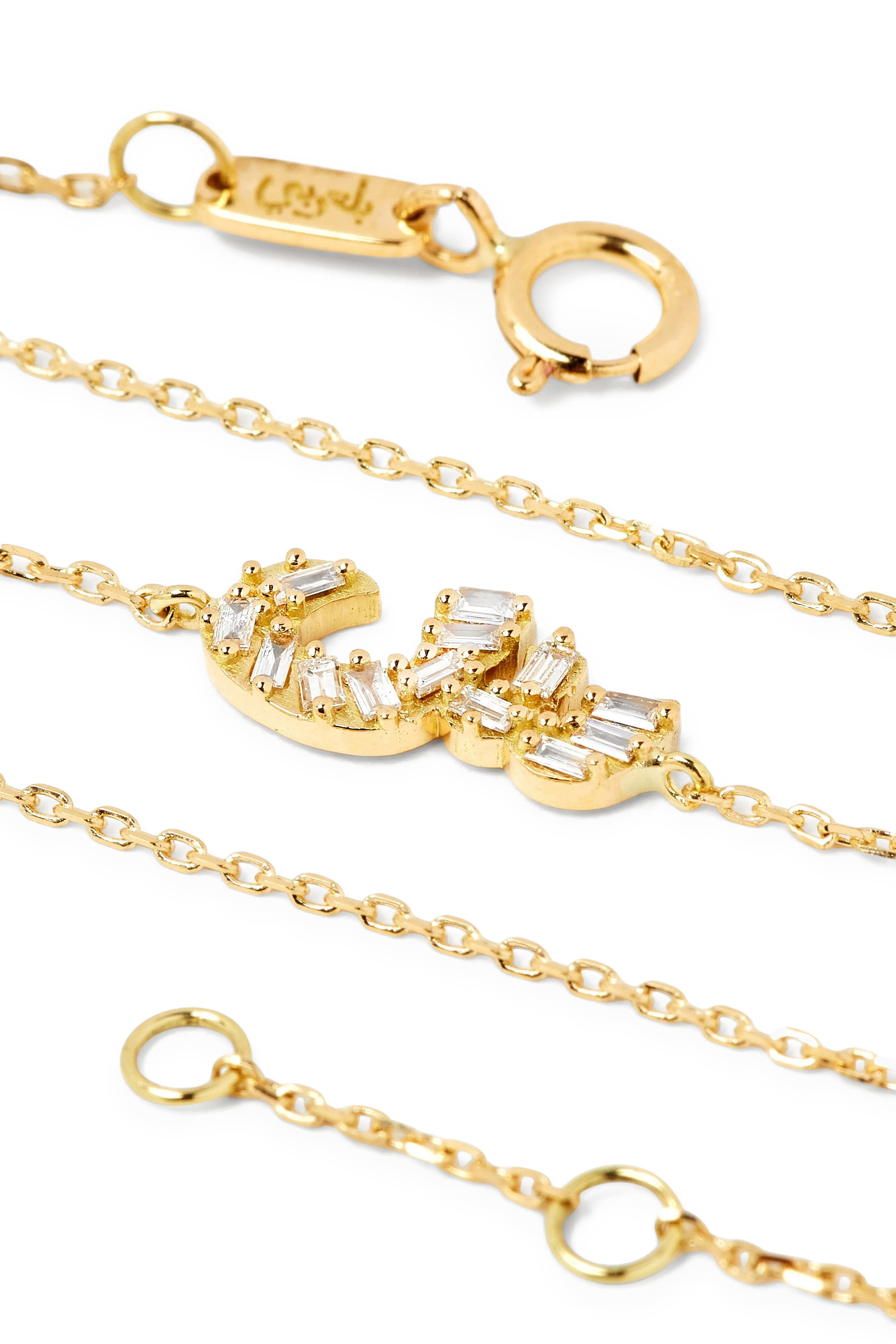 OULA - Letter Seen Bracelet, 18K Yellow Gold & Baguette Diamonds