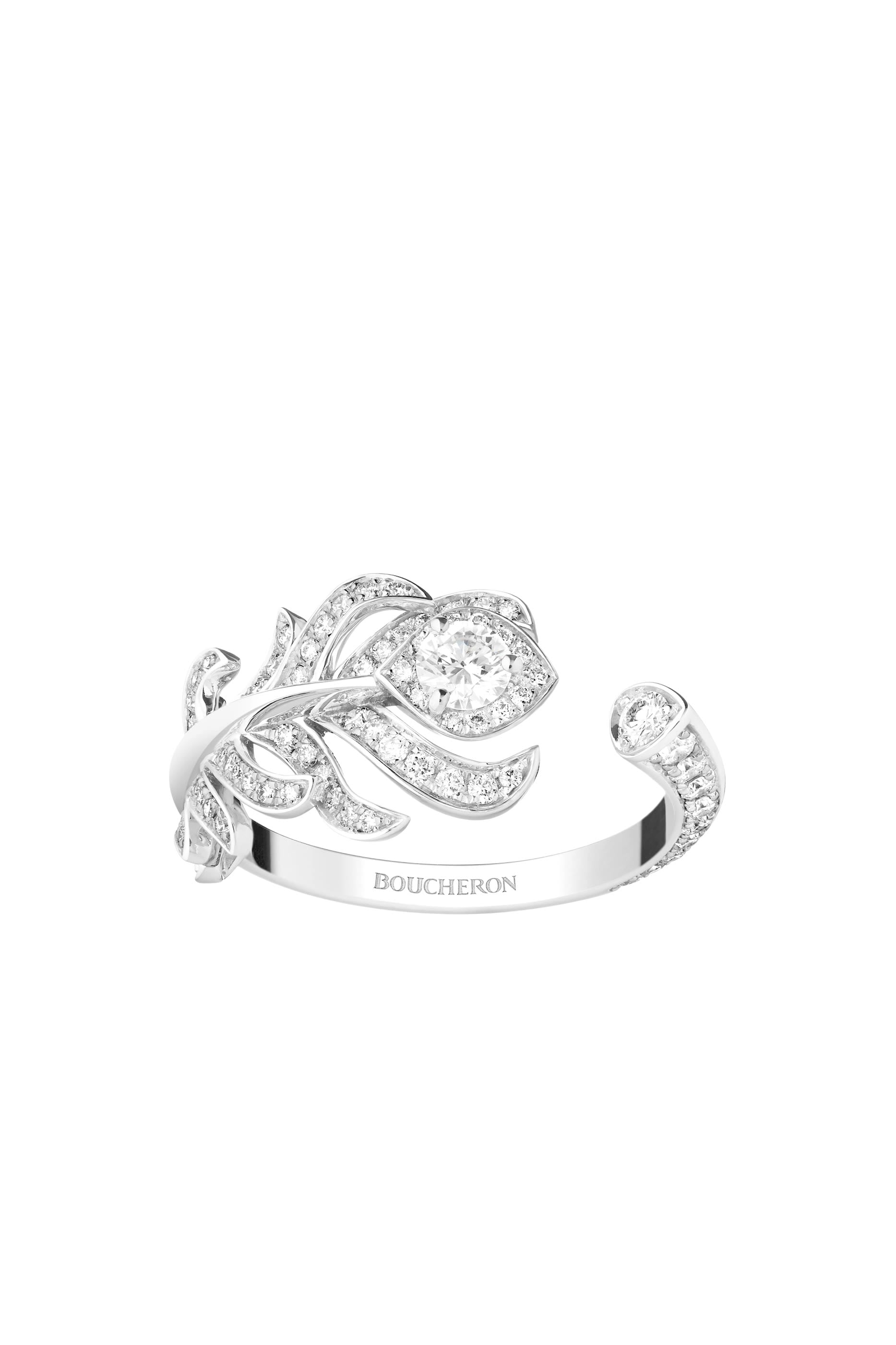 Plume de Paon Ring, 18k White Gold & Diamonds