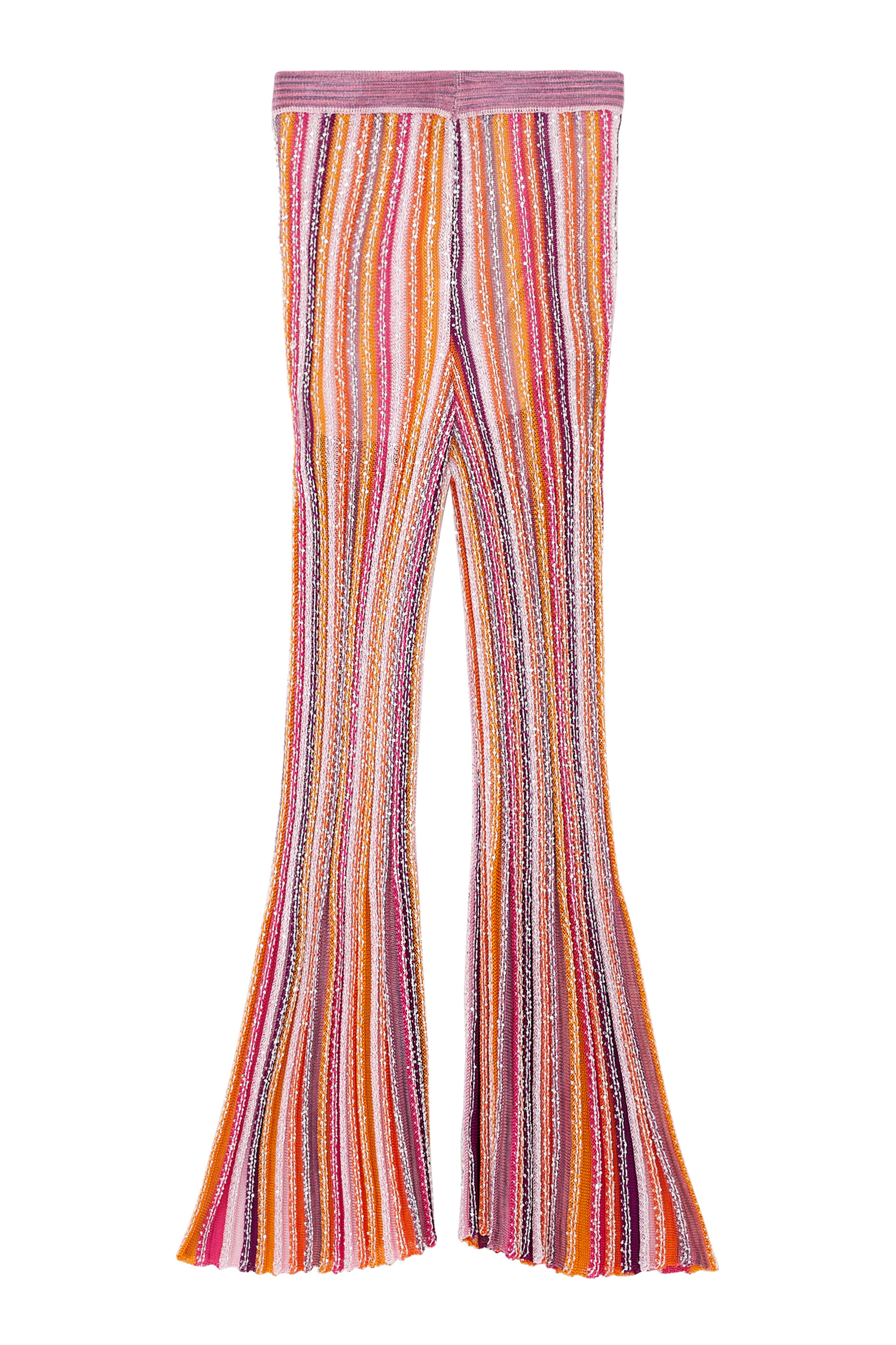 Kids Flared Trousers in Striped Crochet