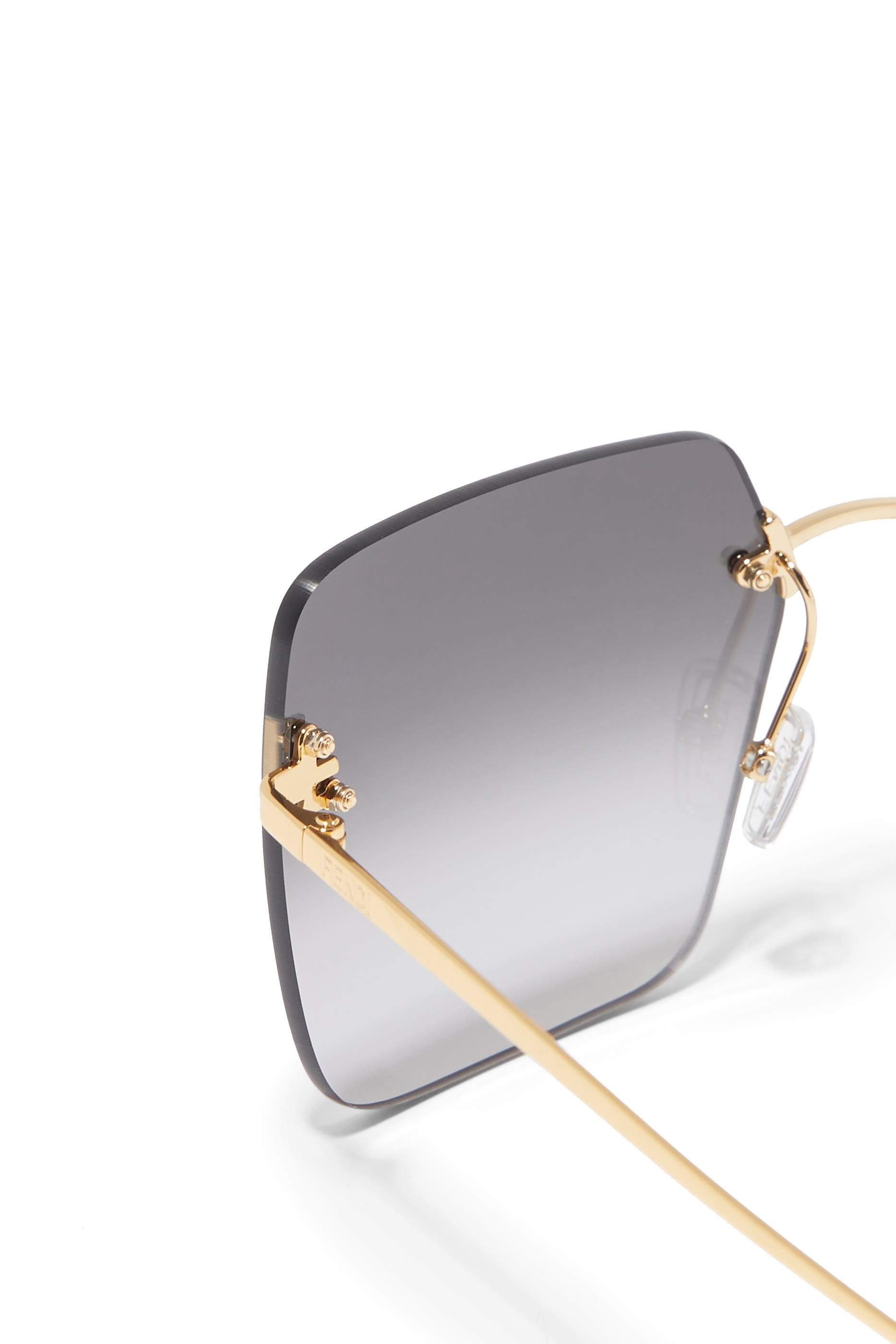 Fendi First Monogram Hardware Rimless Sunglasses