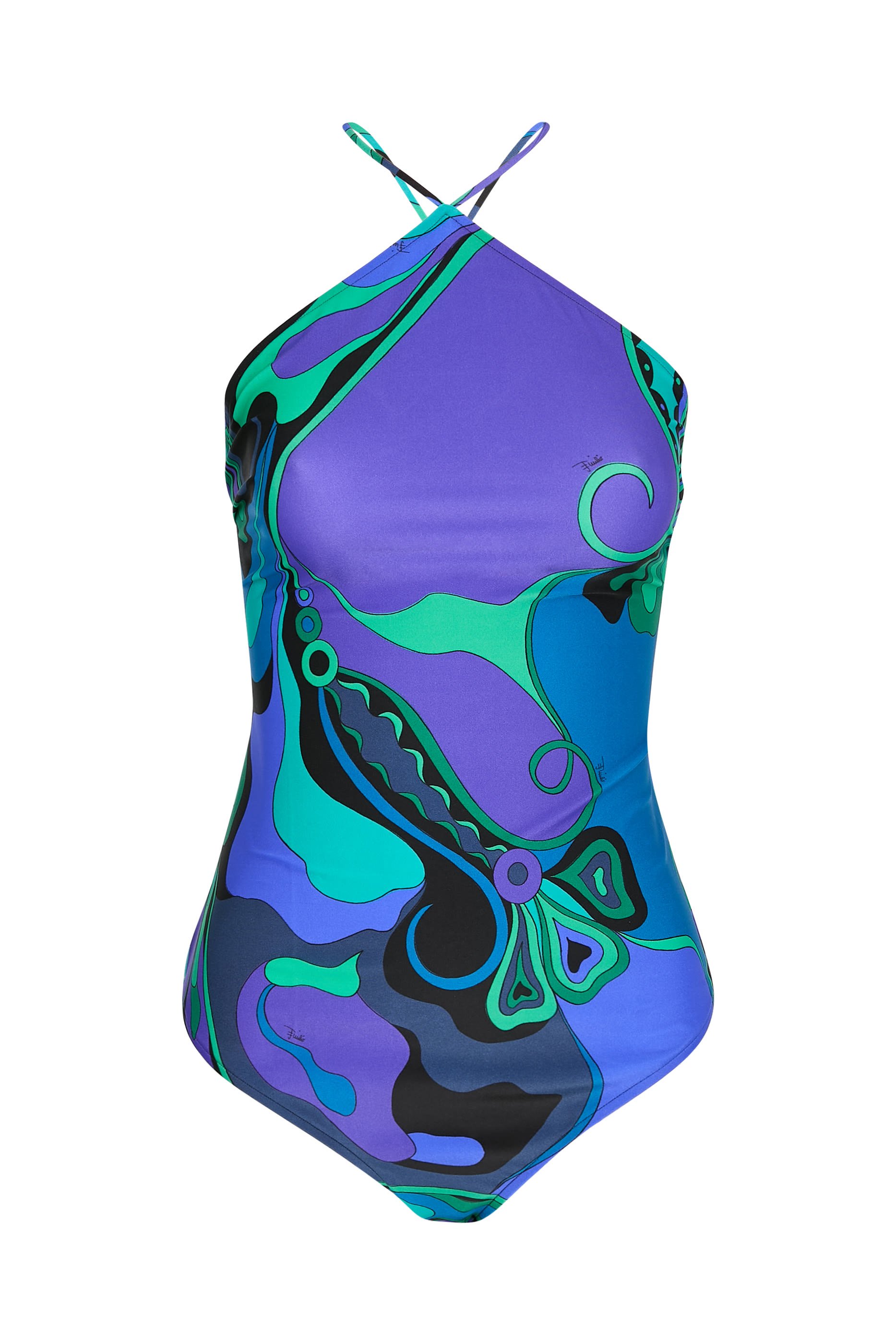 Orchidee Print Cross-Strap Swimsuit