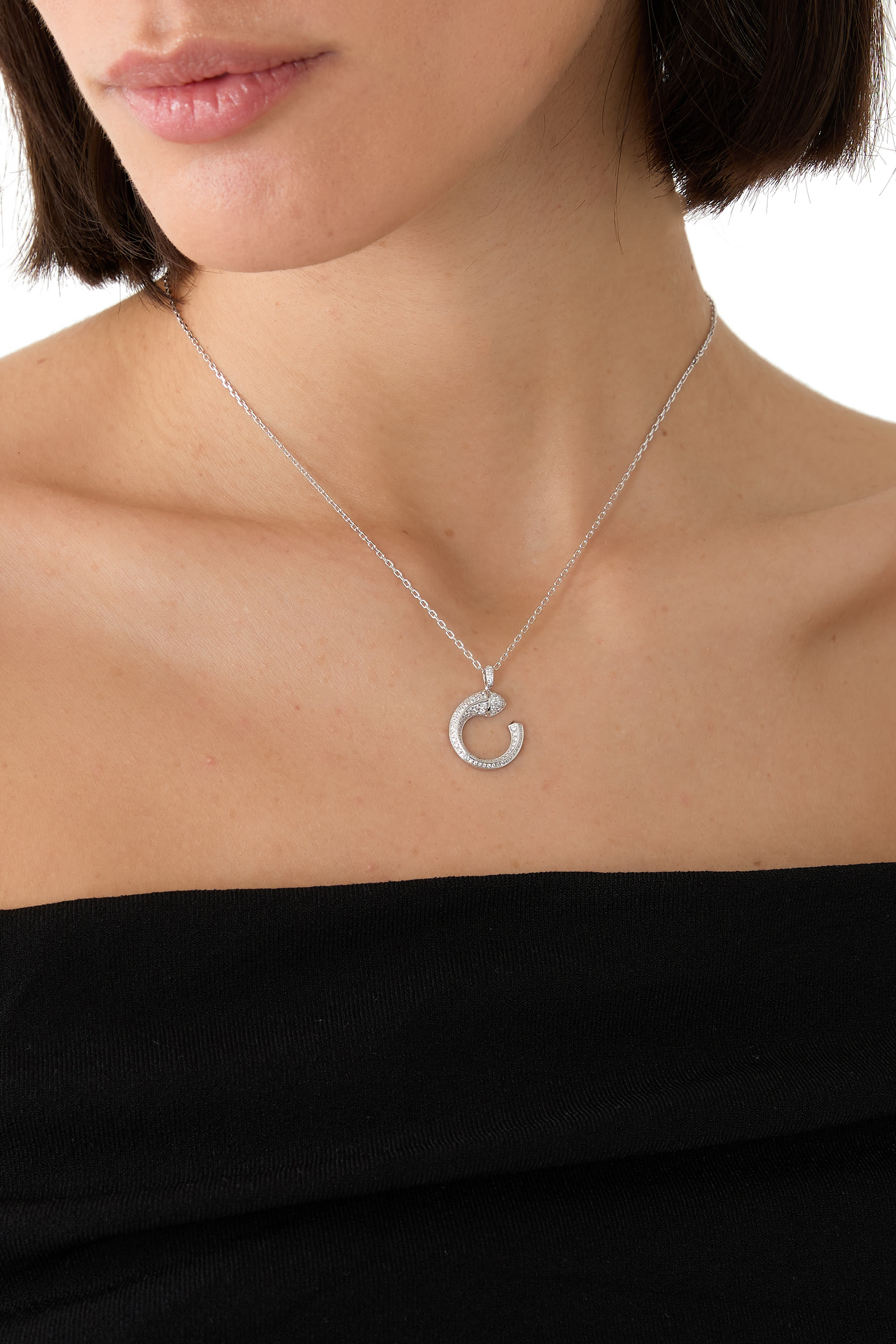 Cleo Venus Pendant, 18k White Gold with Full Diamonds