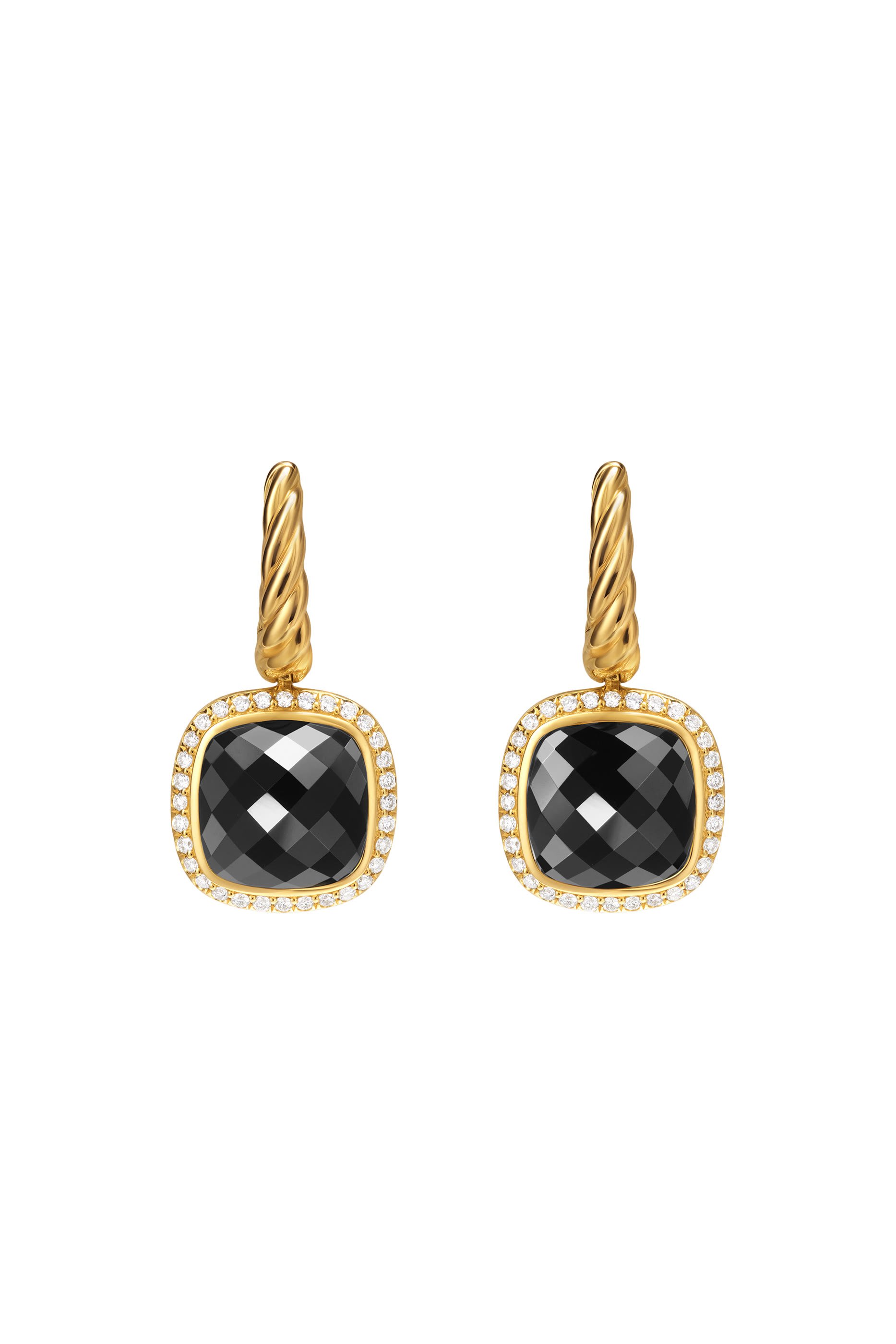 Albion® Drop Earrings, : 18K Yellow Gold with Black Onyx & Diamonds