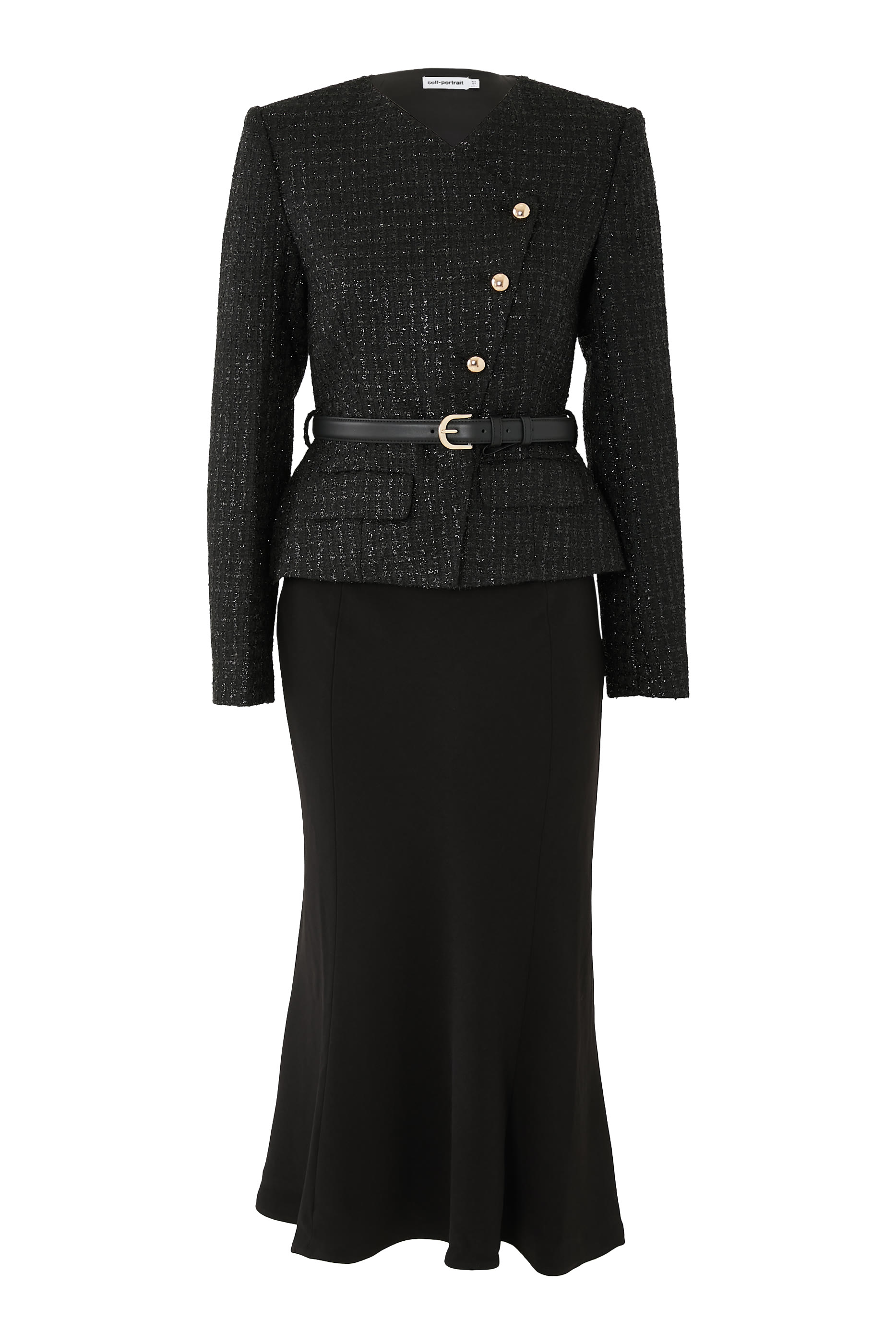 Boucle Asymmetric Midi Dress