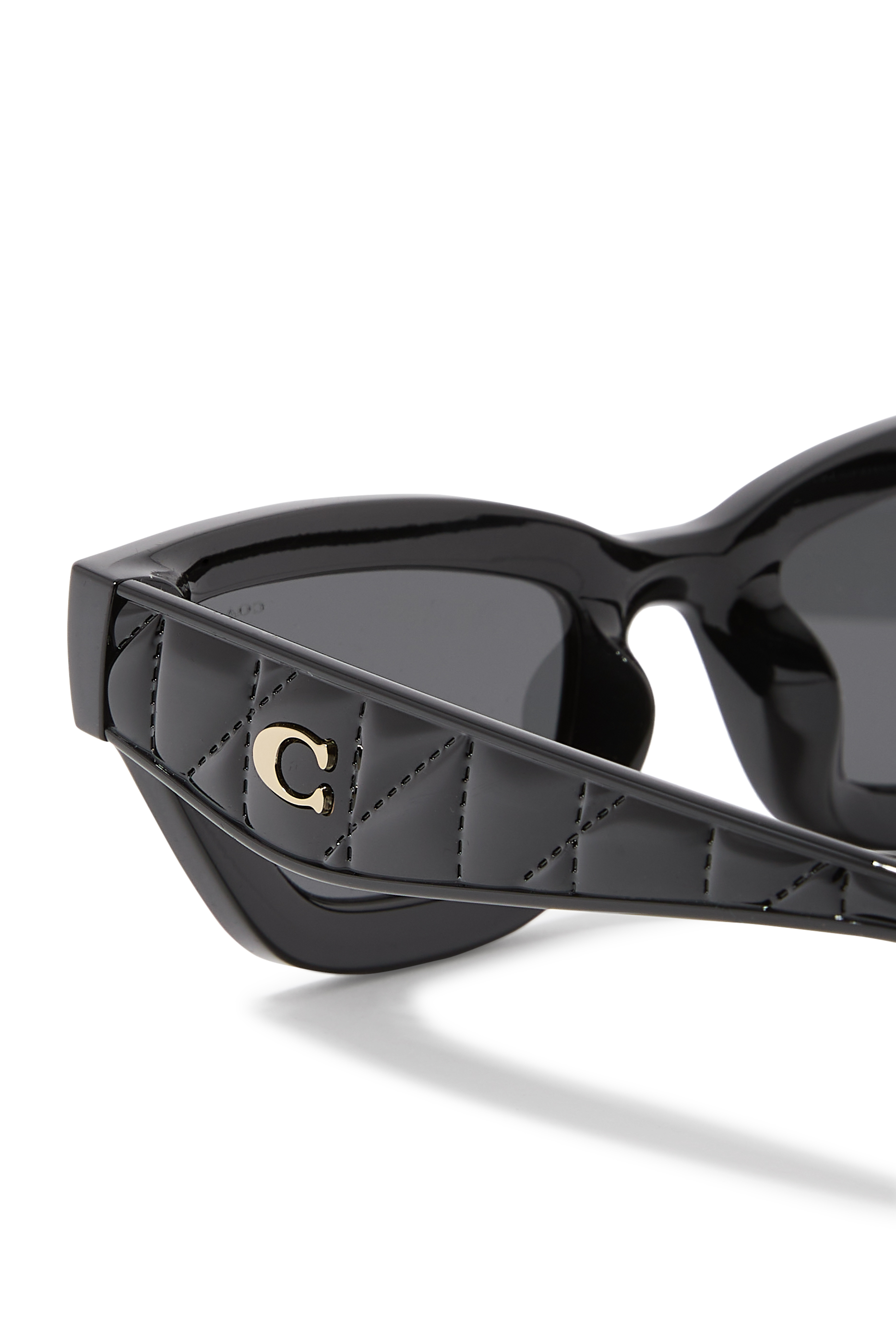 Quilted Narrow Cat Eye Sunglasses