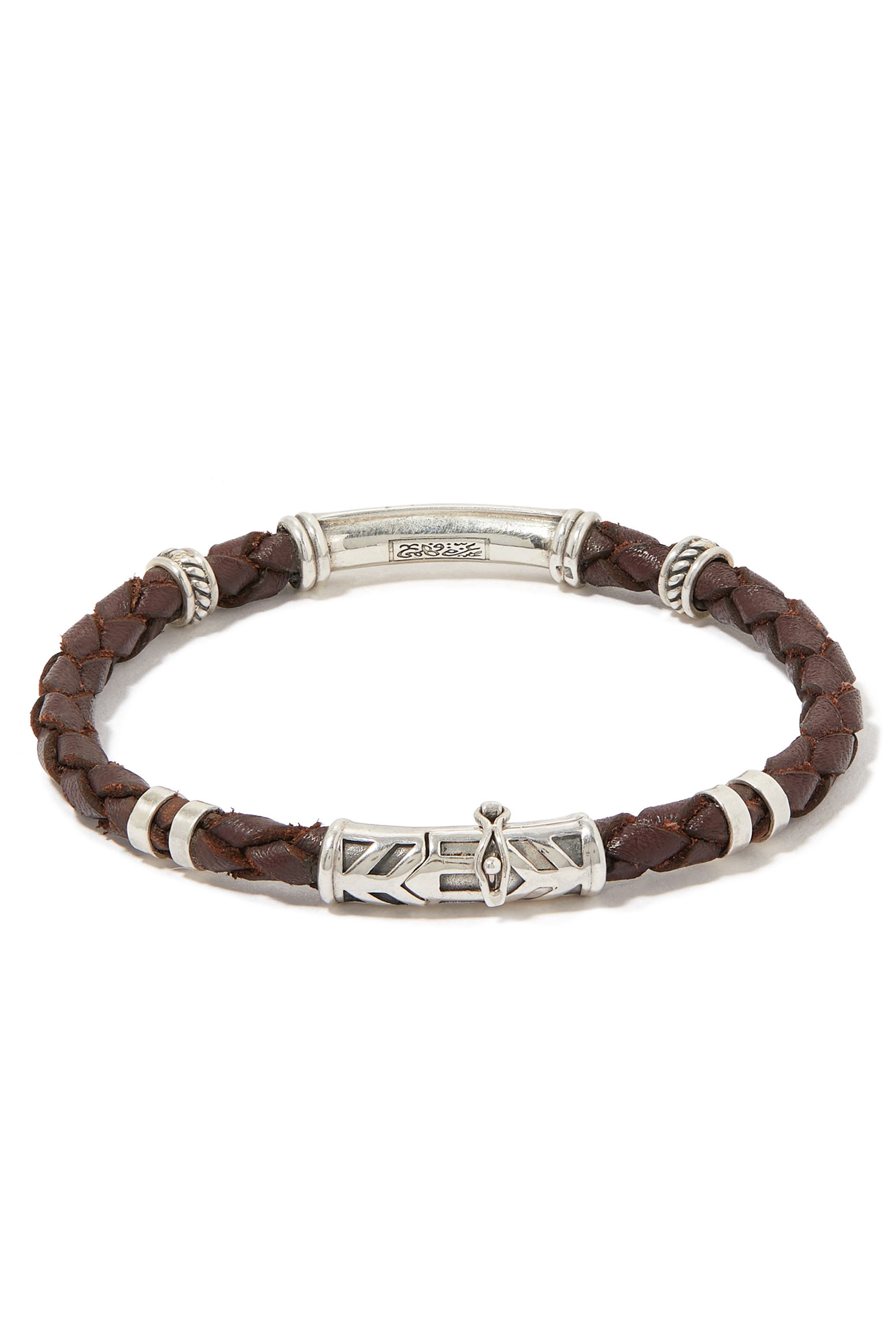 Calligraphy Bracelet, Silver & Leather