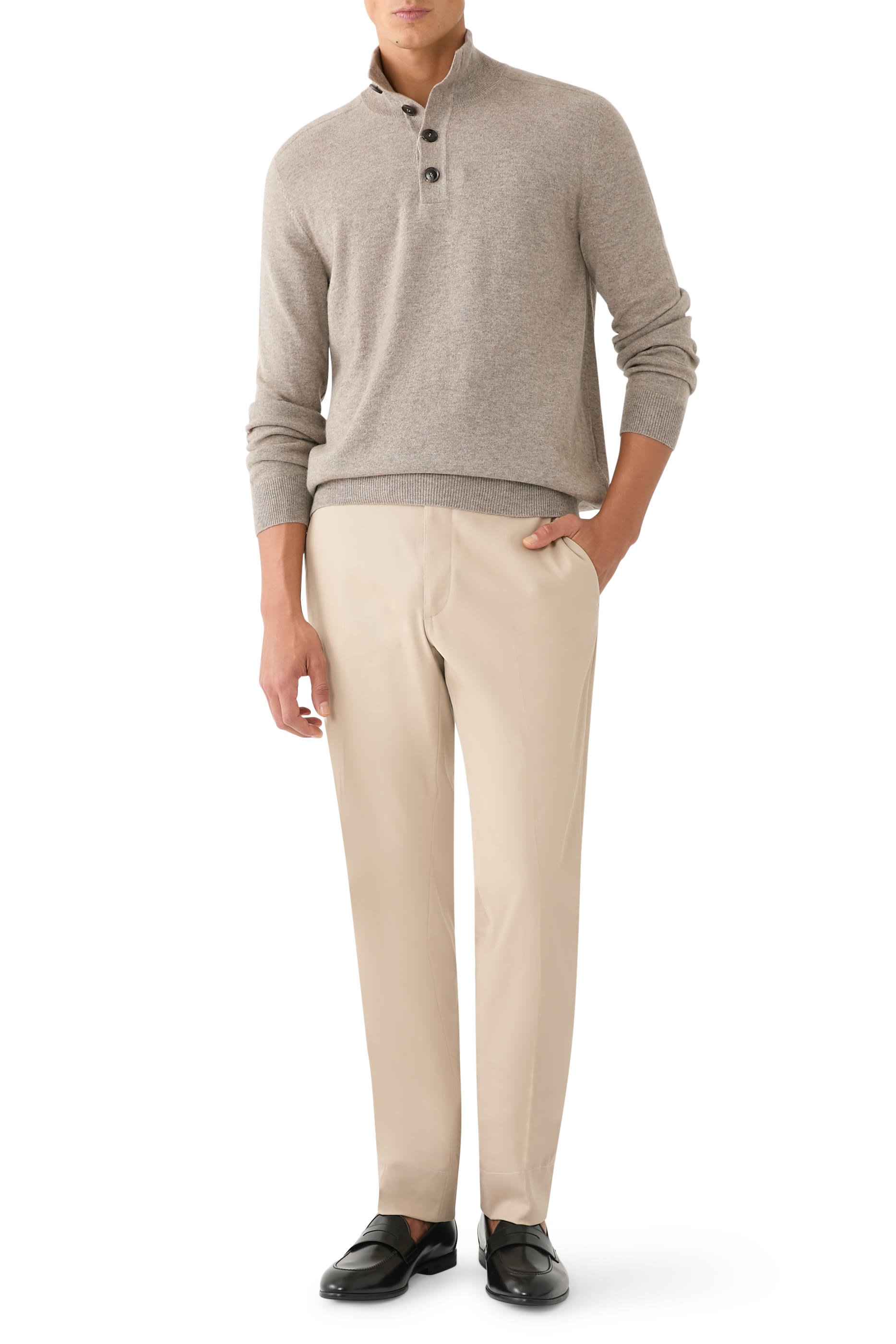 Mock Neck Buttons Knit Polo