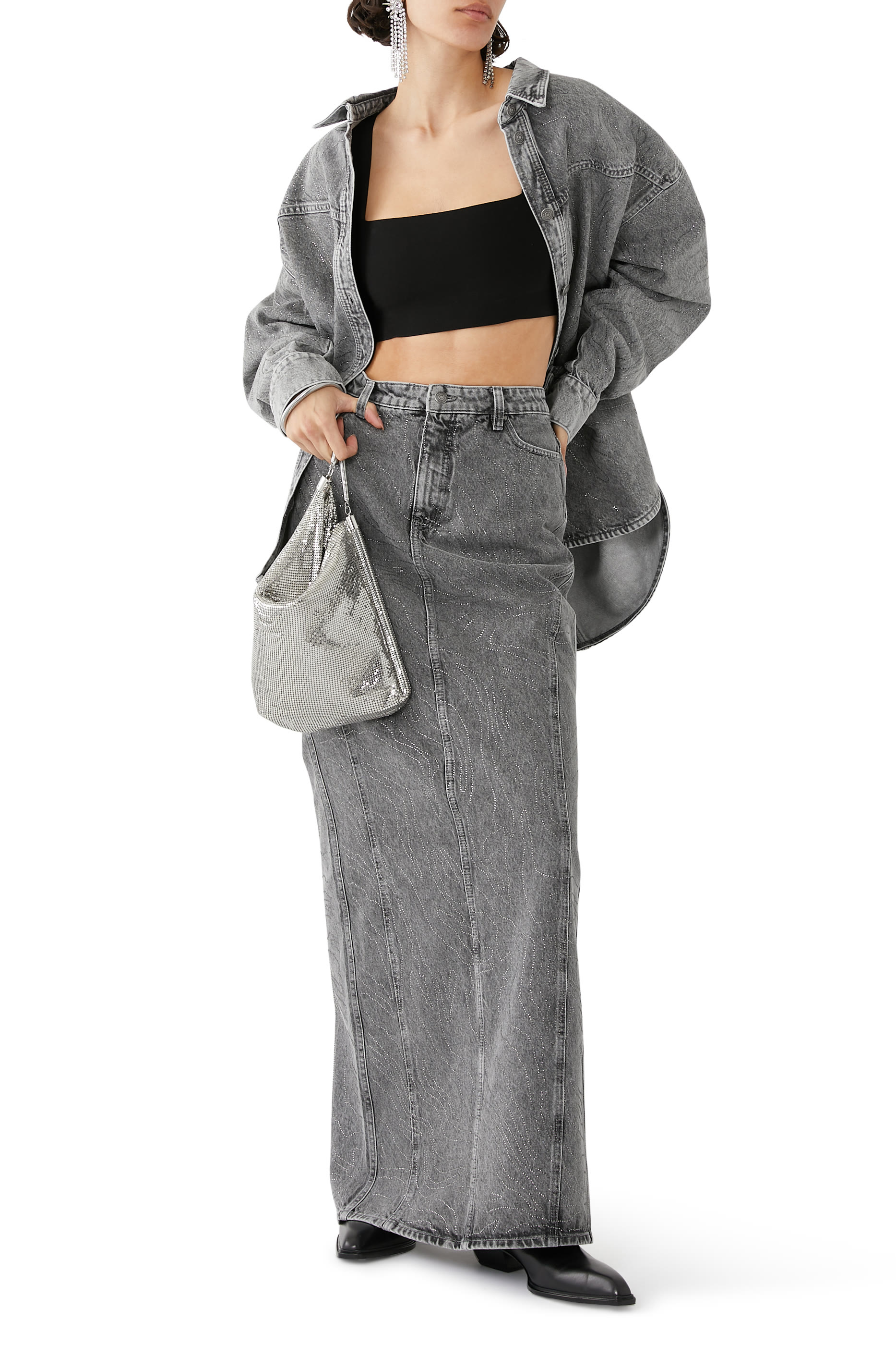 Rhinestone Denim Skirt