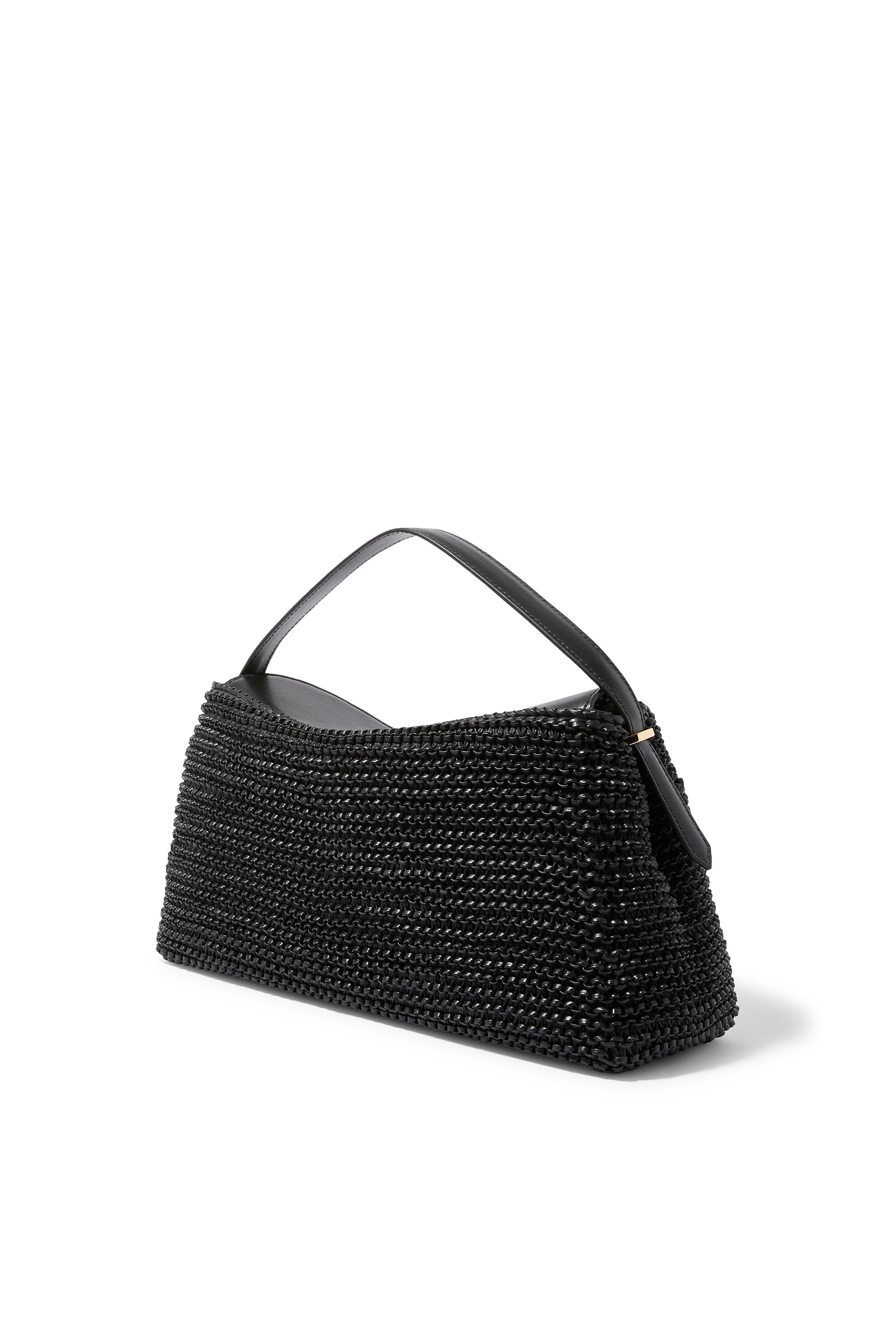  T-Lock Woven-Leather Top Handle Bag 
