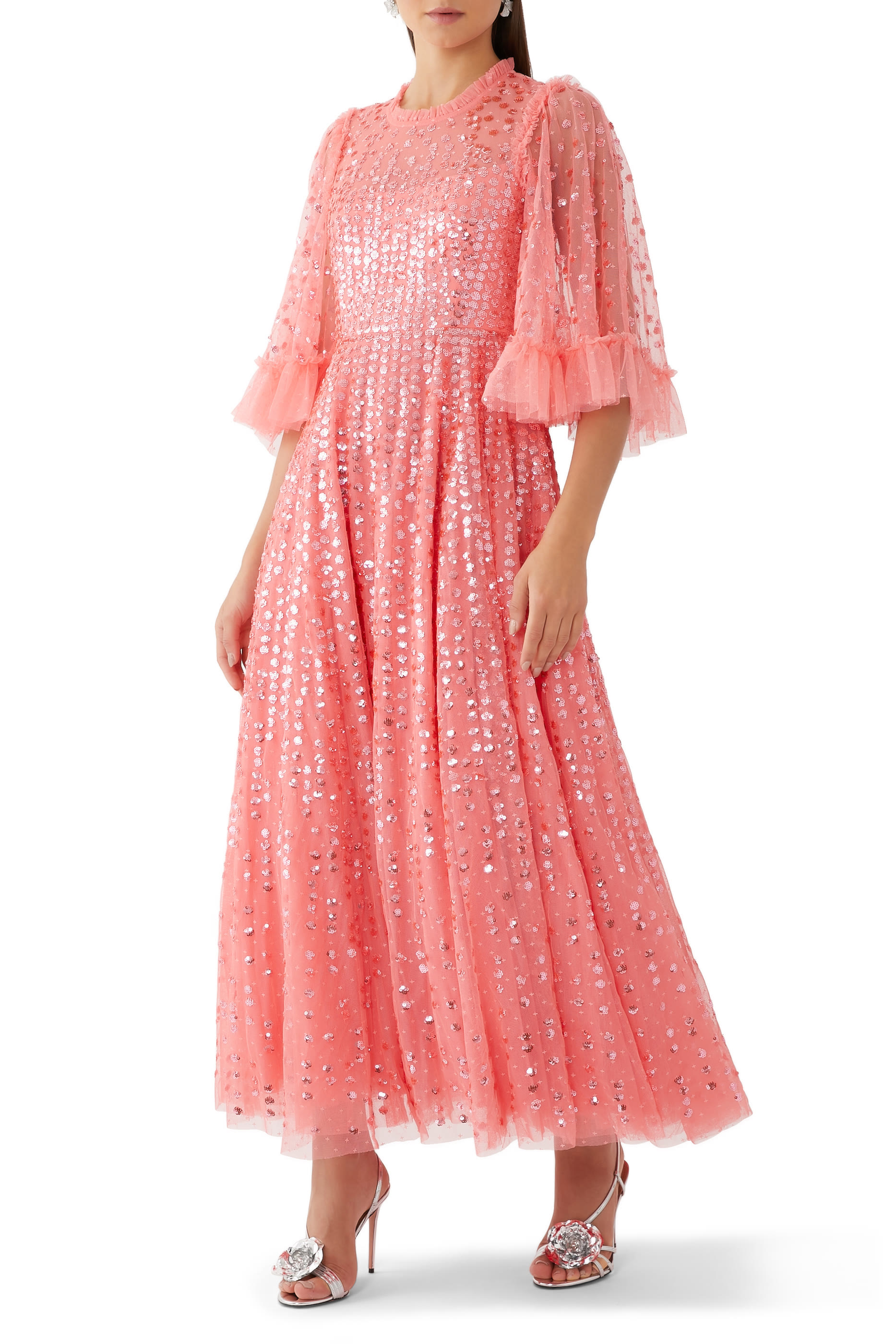 Raindrop Short Sleeve Ankle Gown