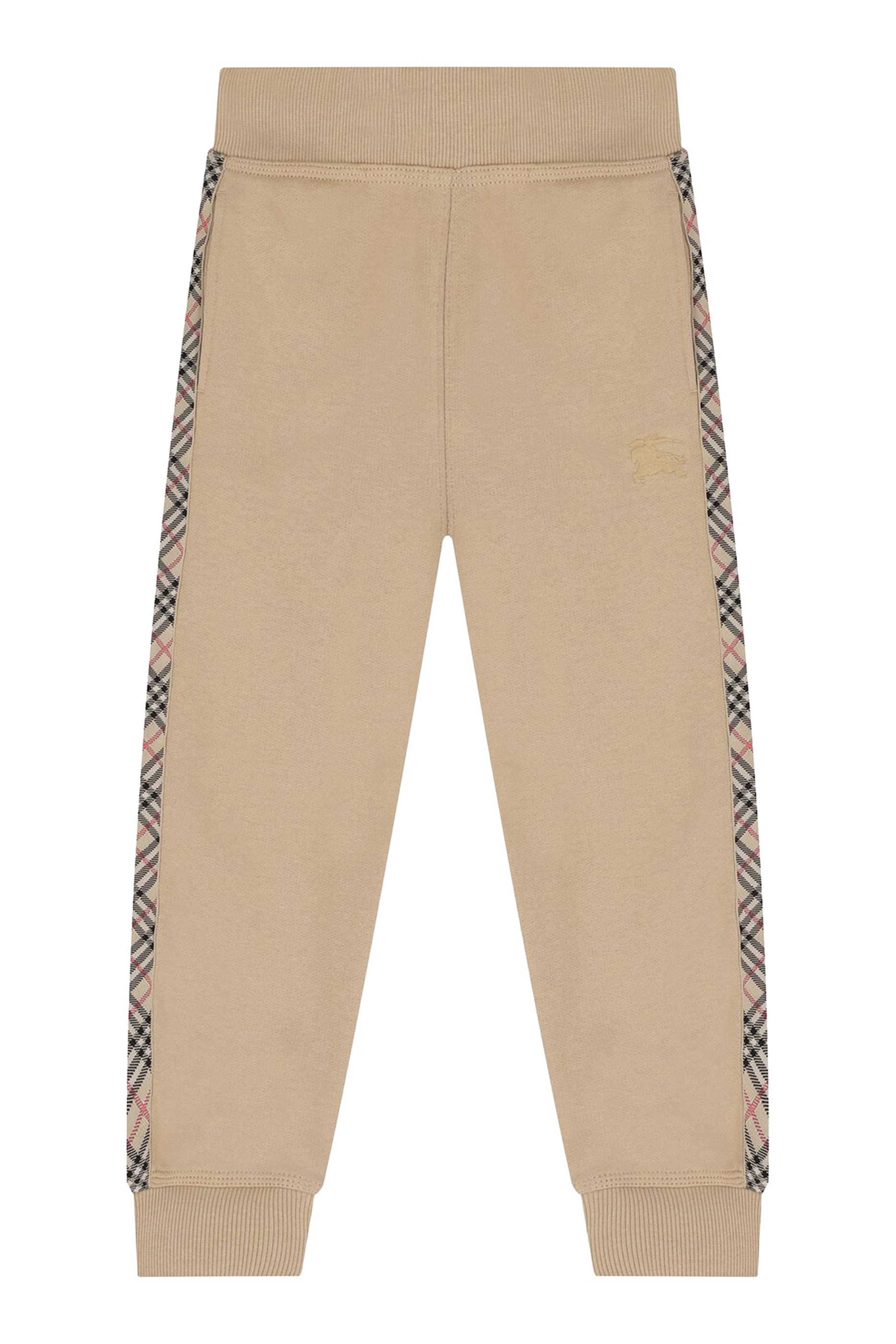 Kids Check Trim Cotton Jogging Pants