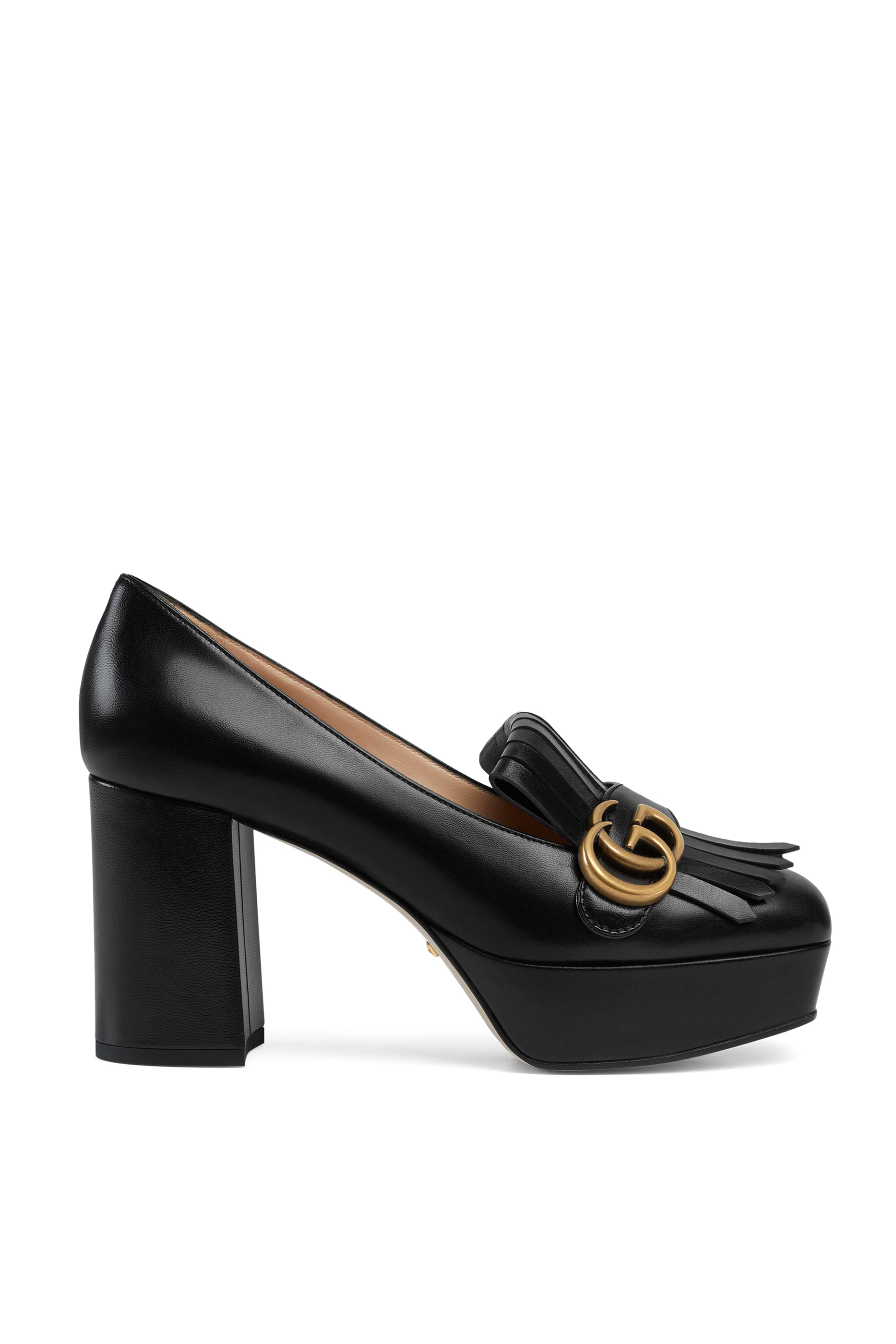 Leather Platform Pump with Fringe