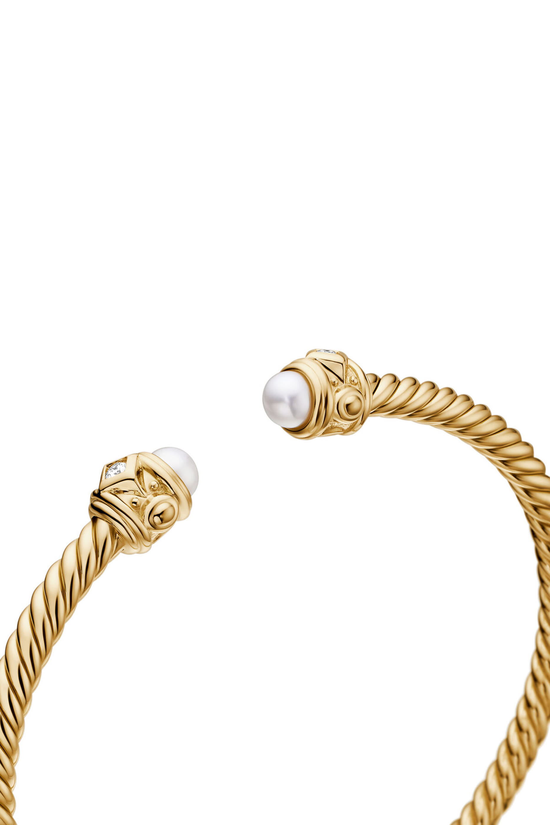 Renaissance Cablespira Bracelet, 18K Yellow Gold with Diamonds & Pearl