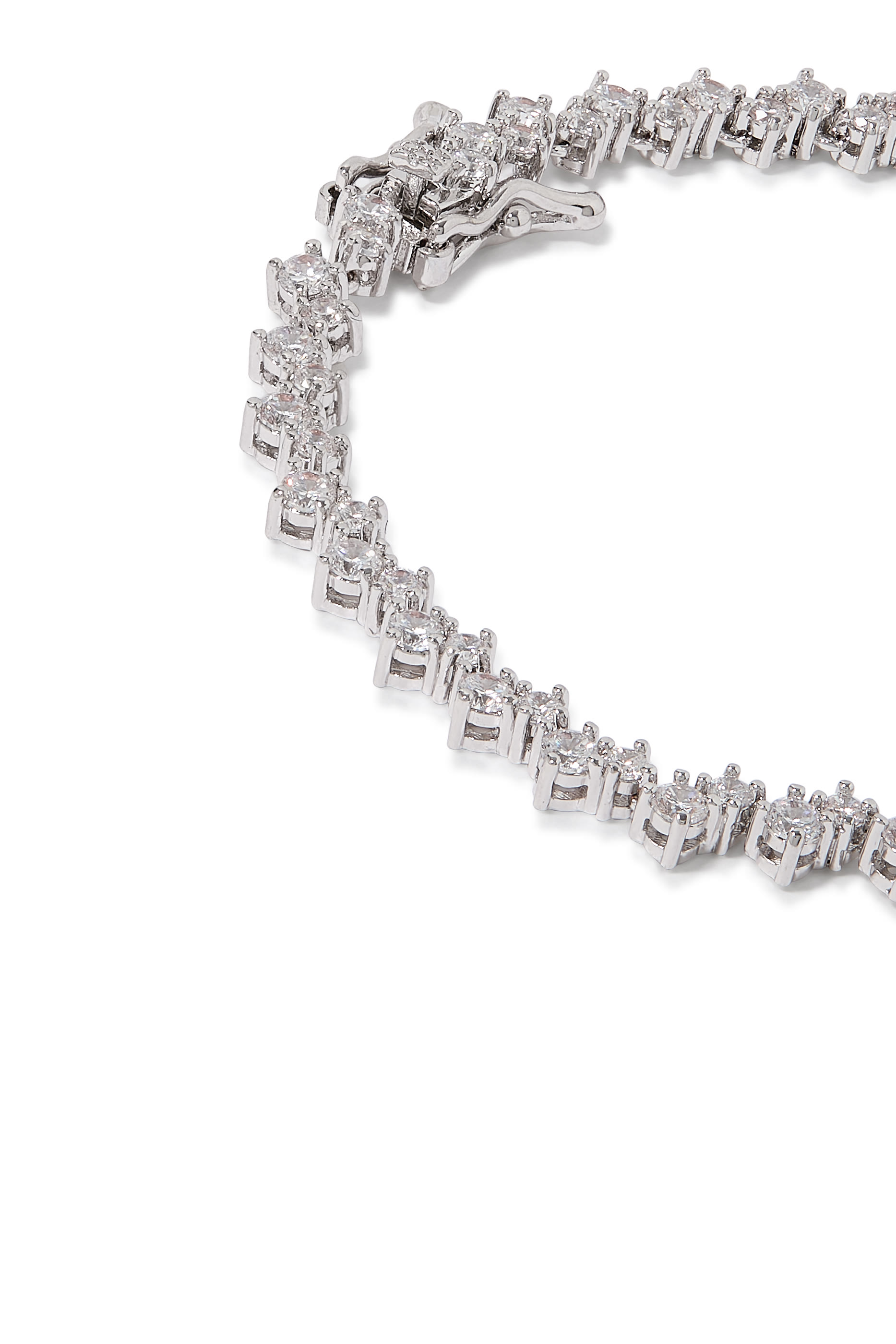 Delicate Round Bracelet, Rhodium Plated Brass & Cubic Zirconia