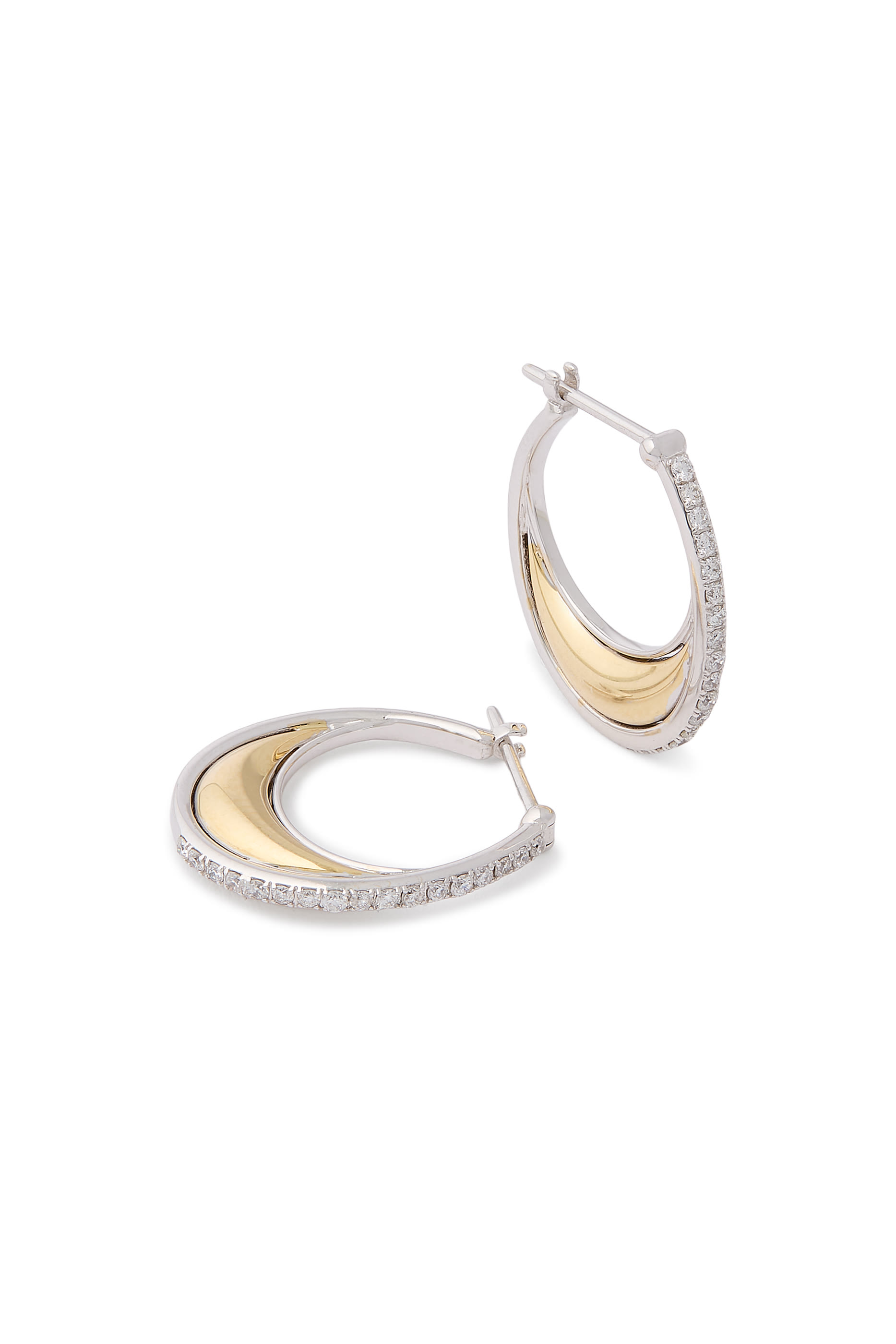 Bloop Moon Size 3 Earrings, 18k Yellow Gold & Diamonds