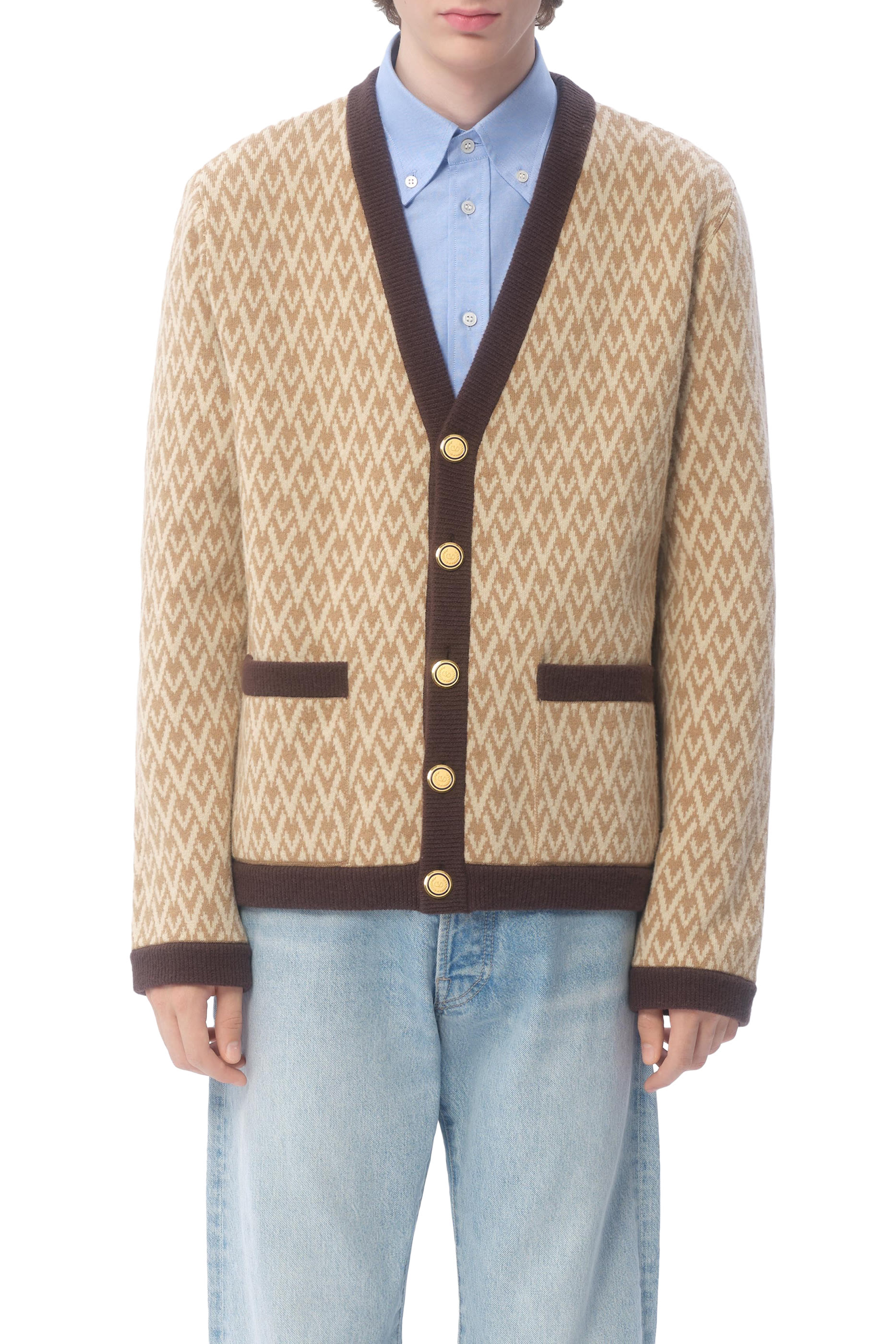 Toute La V Pattern Wool Cardigan