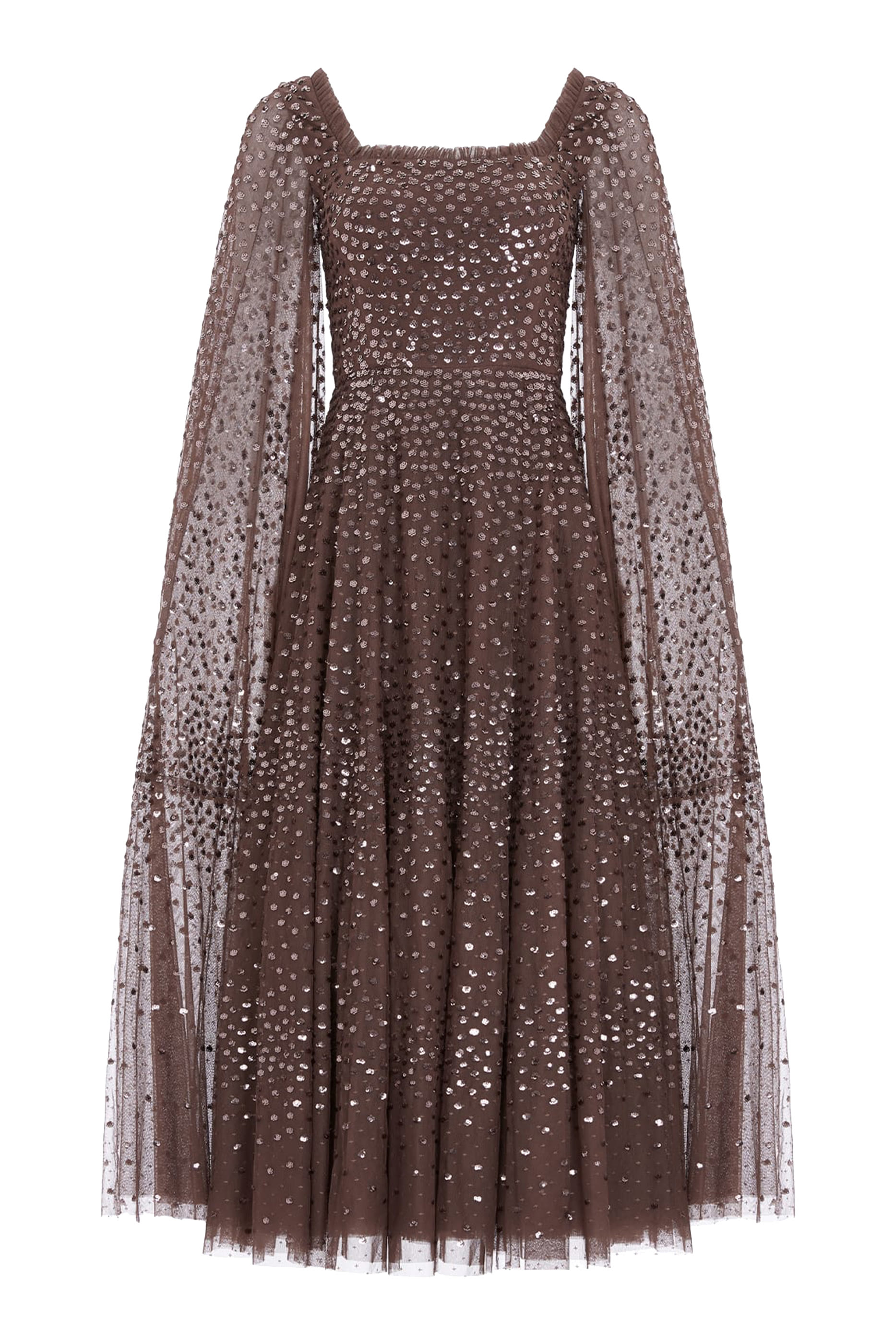 Scatter Dot Cape Sleeve Ankle Gown