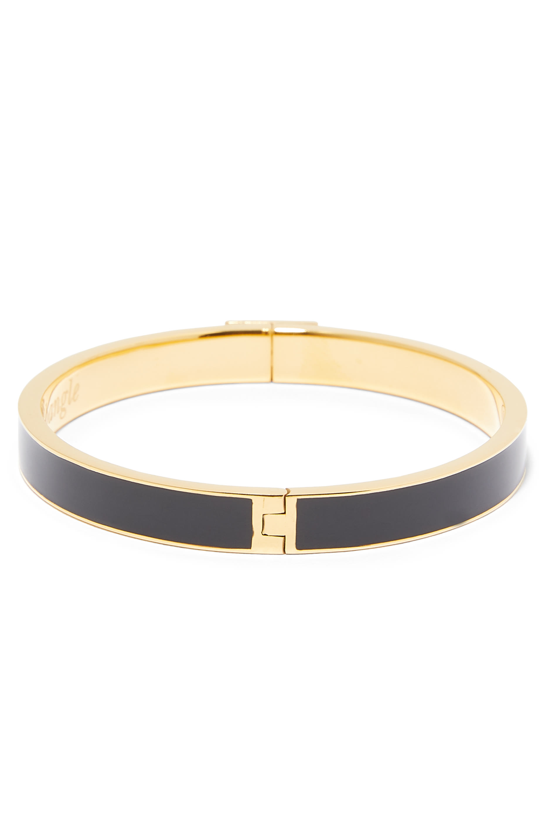 Little Black Idiom Bangle, Plated Metal & Enamel
