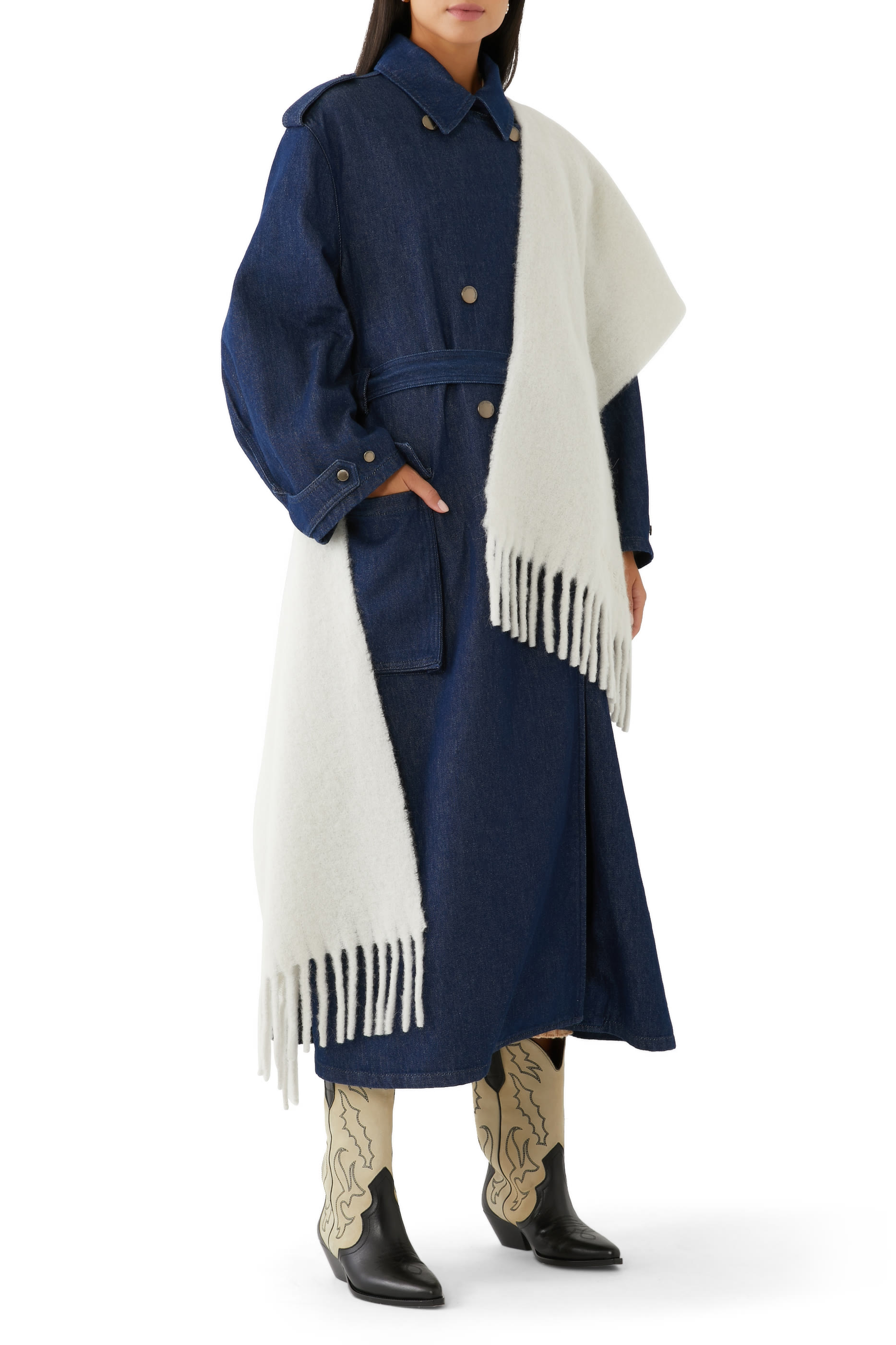 Firny Fringed Embroidered Scarf