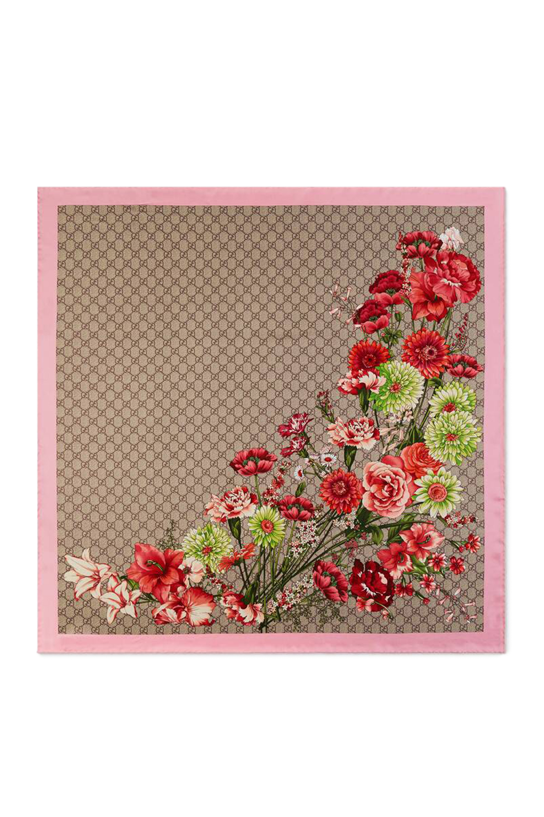 Silk GG Bouquets Print Scarf