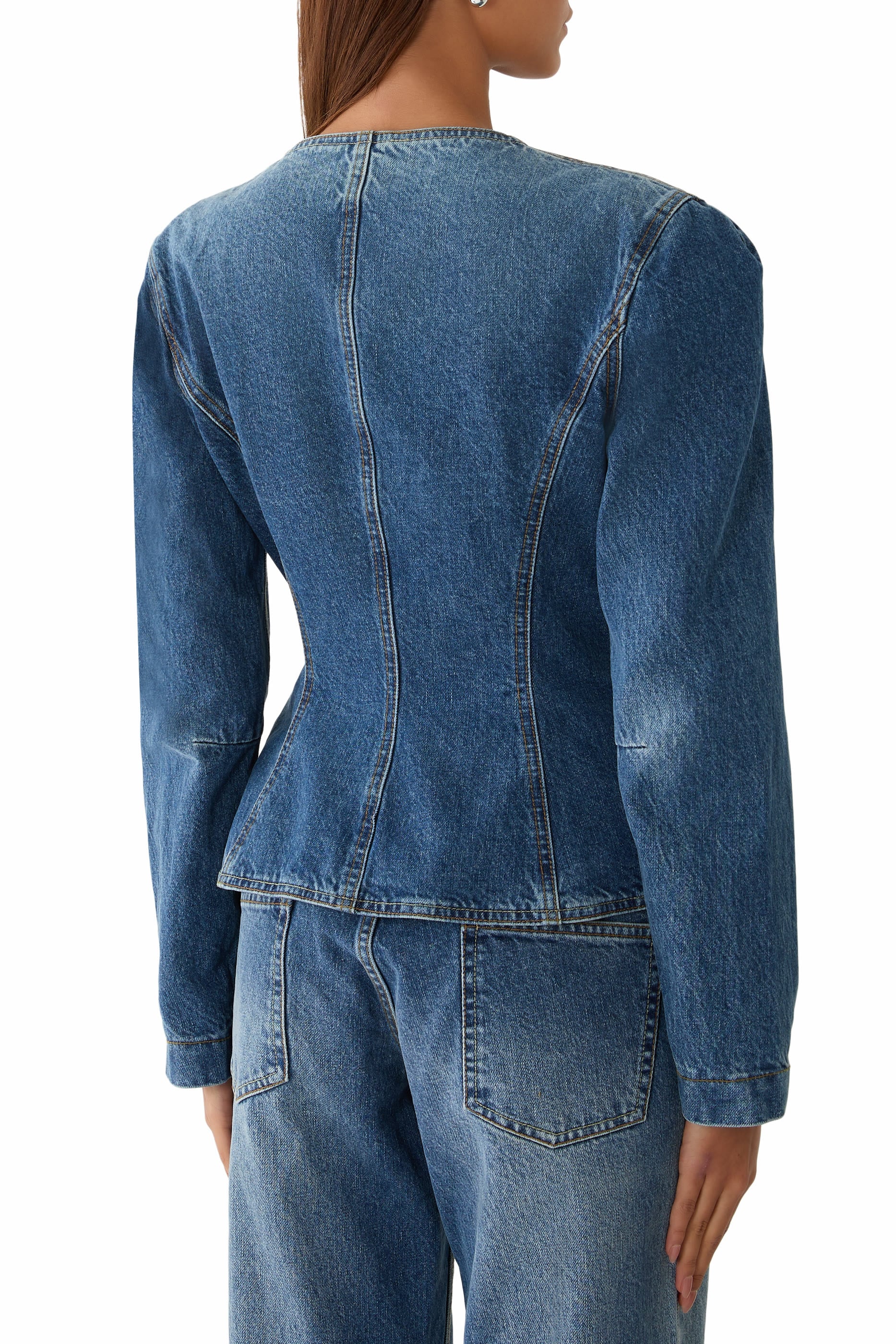 Fitted Denim Peplum Jacket