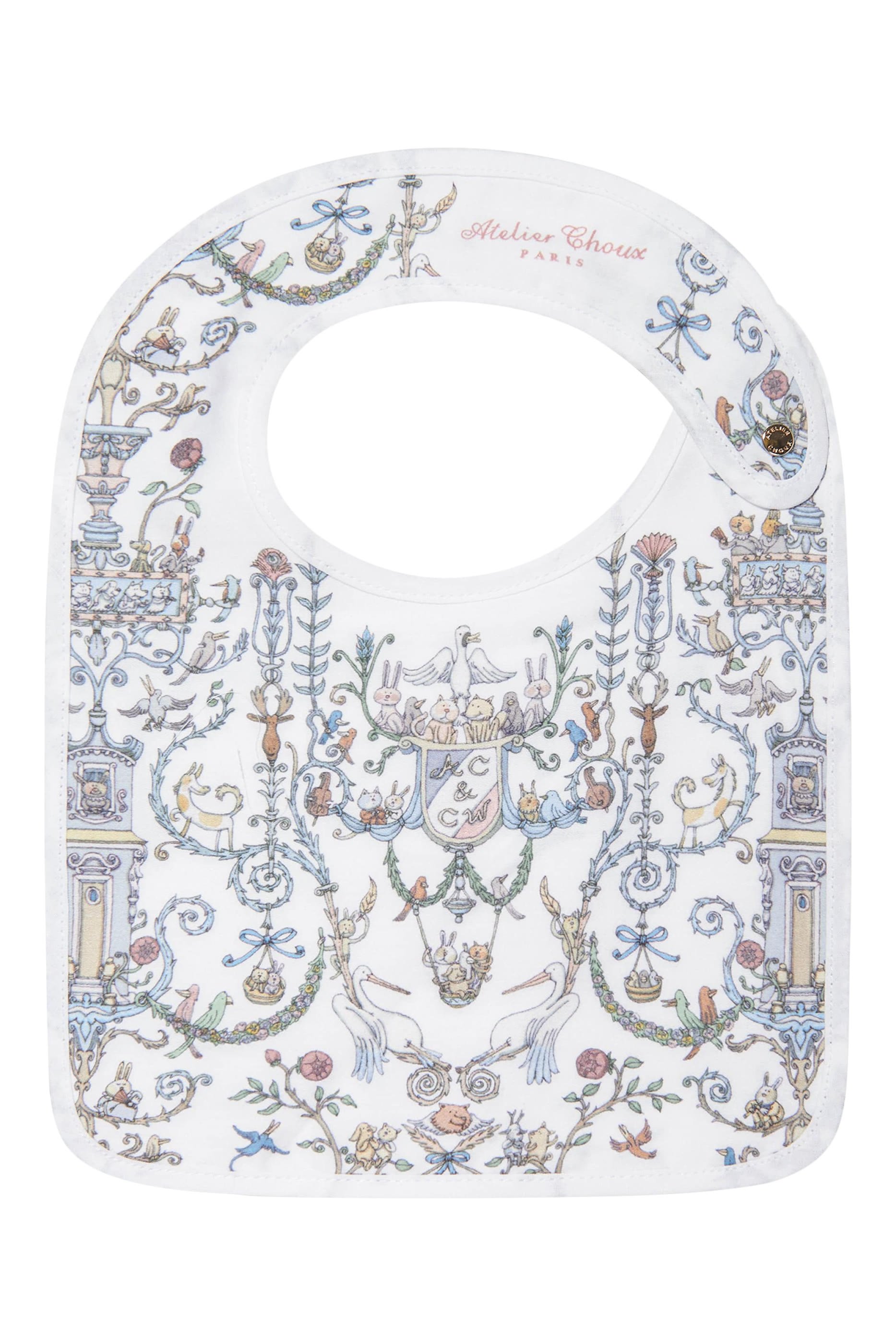 Kids Satin Bib - Toile de Jouy Blue &ndash; Atelier Choux & Caitlin Wilson