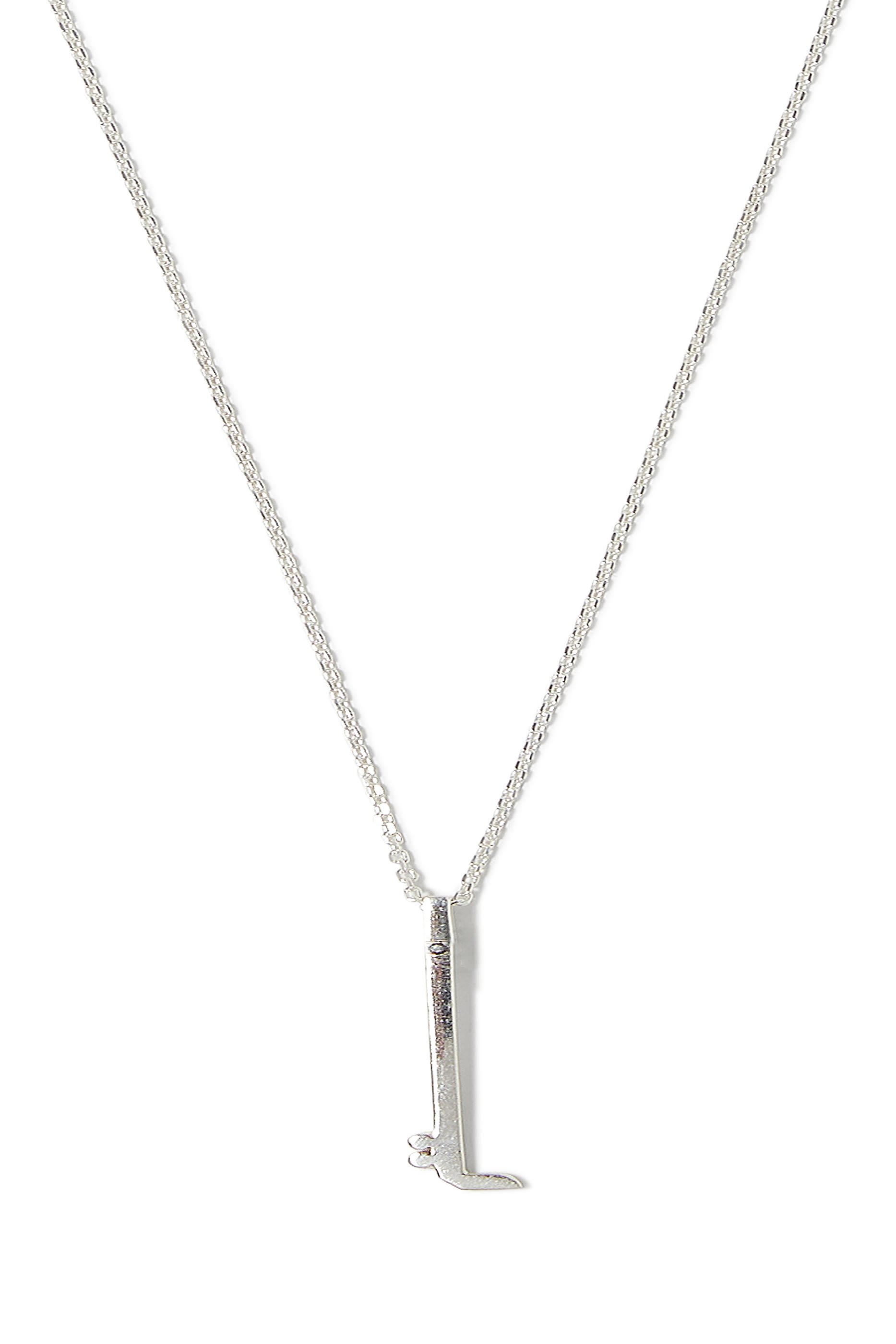 Arabic Letter "Ein" Diamond Pendant Necklace, Sterling Silver & Diamond