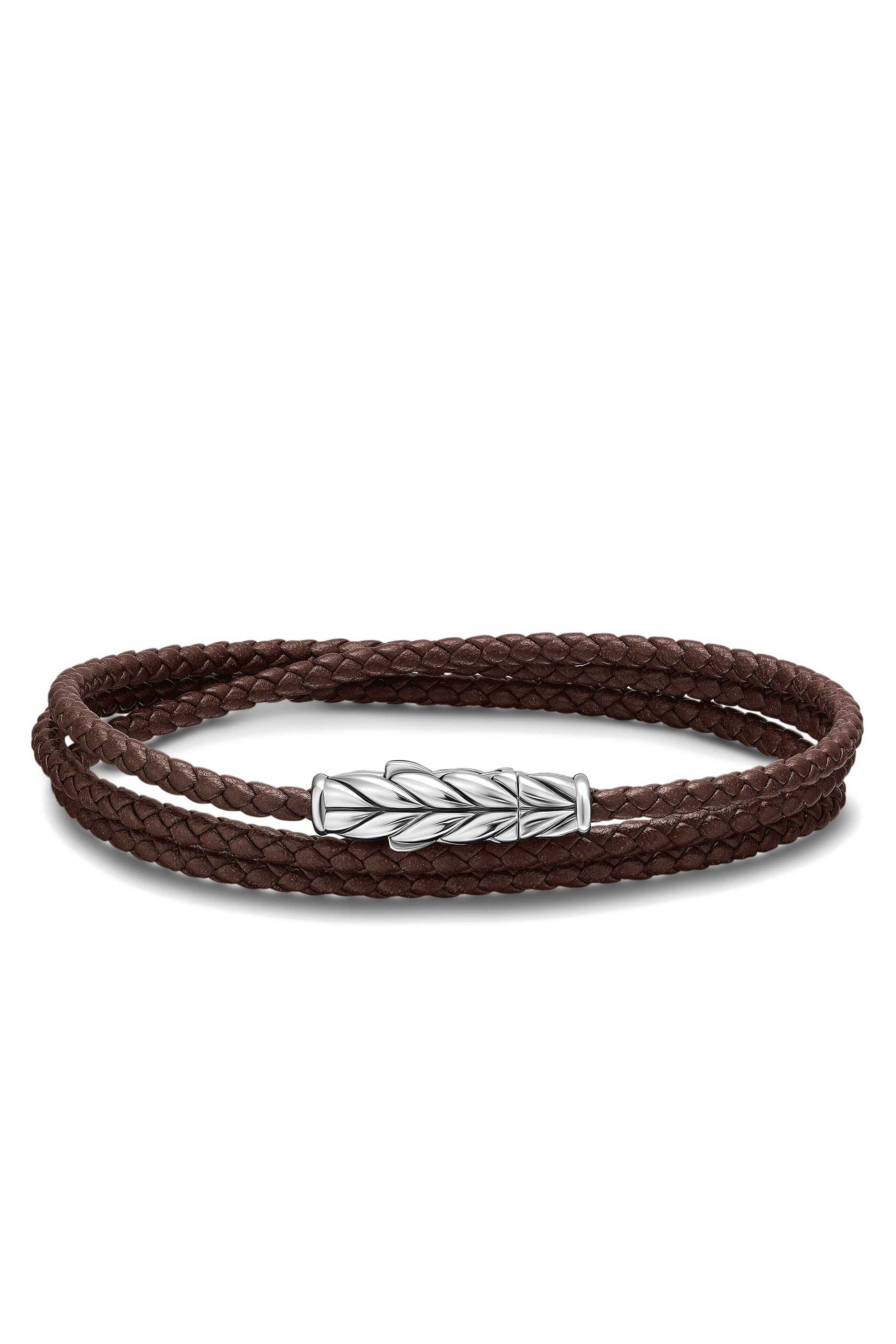 Chevron Triple Wrap Bracelet, Leather & Sterling Silver