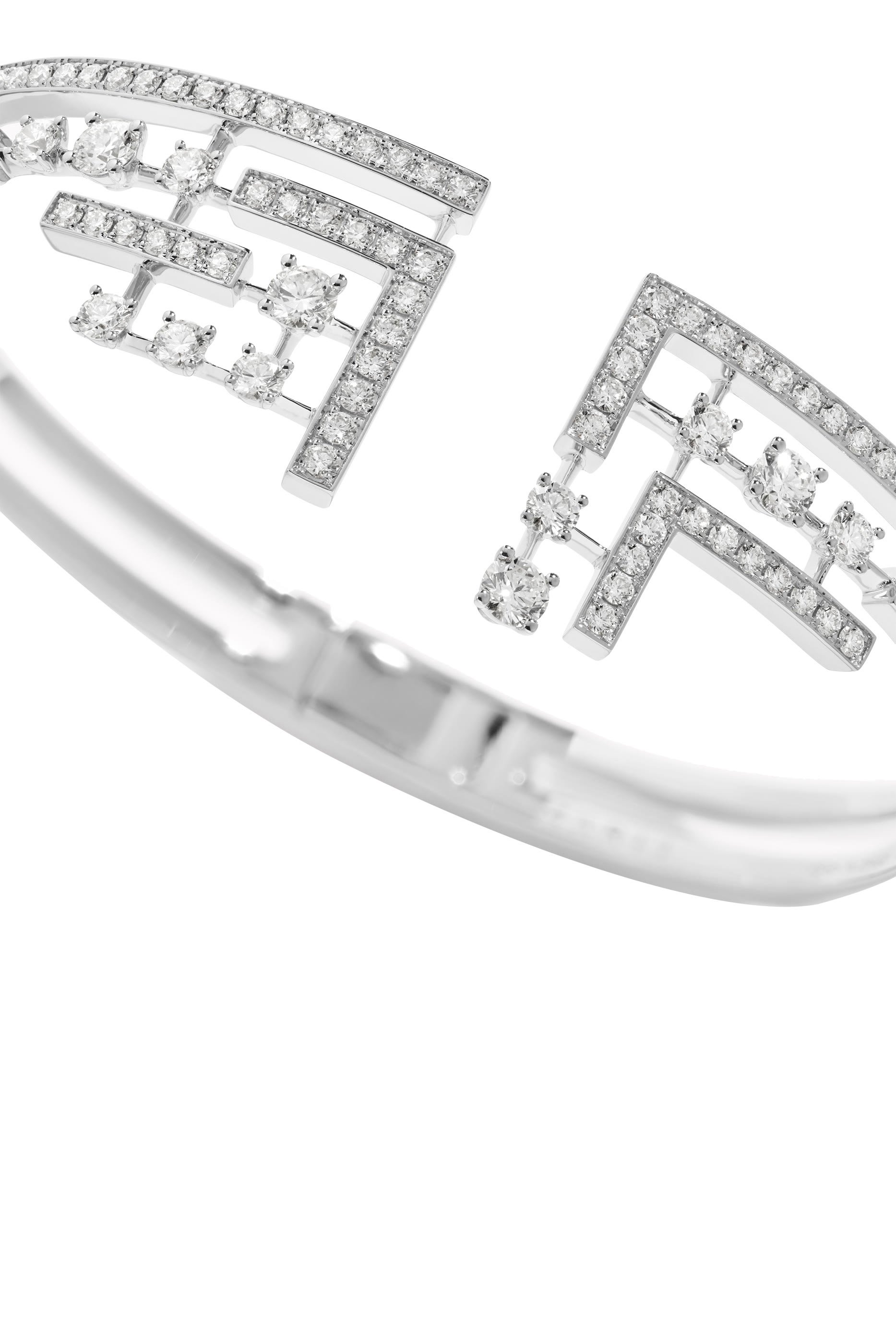 Avenues Crown Hinged Bracelet, 18k White Gold with Diamonds