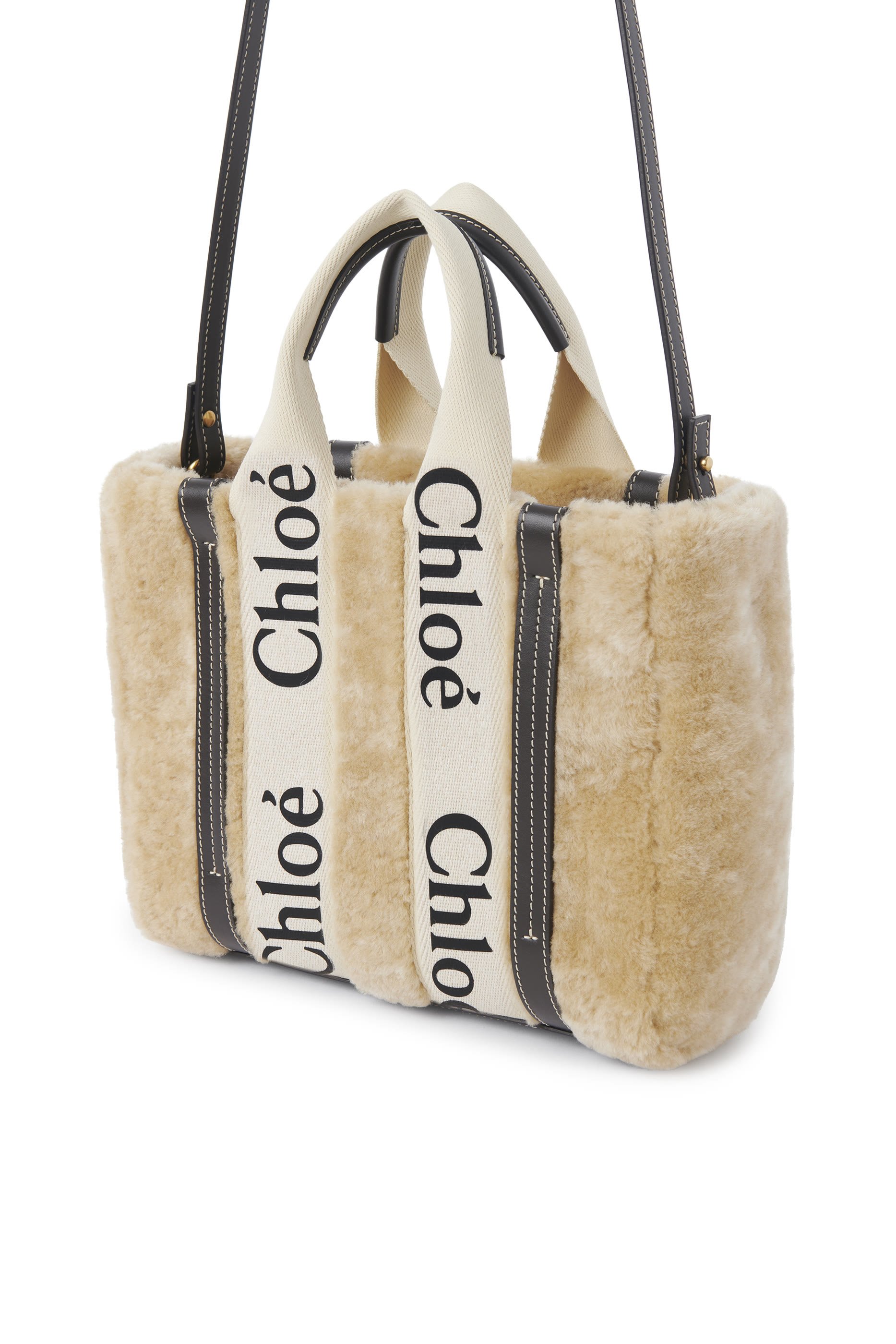 Small Woody Shearling Tote Bag