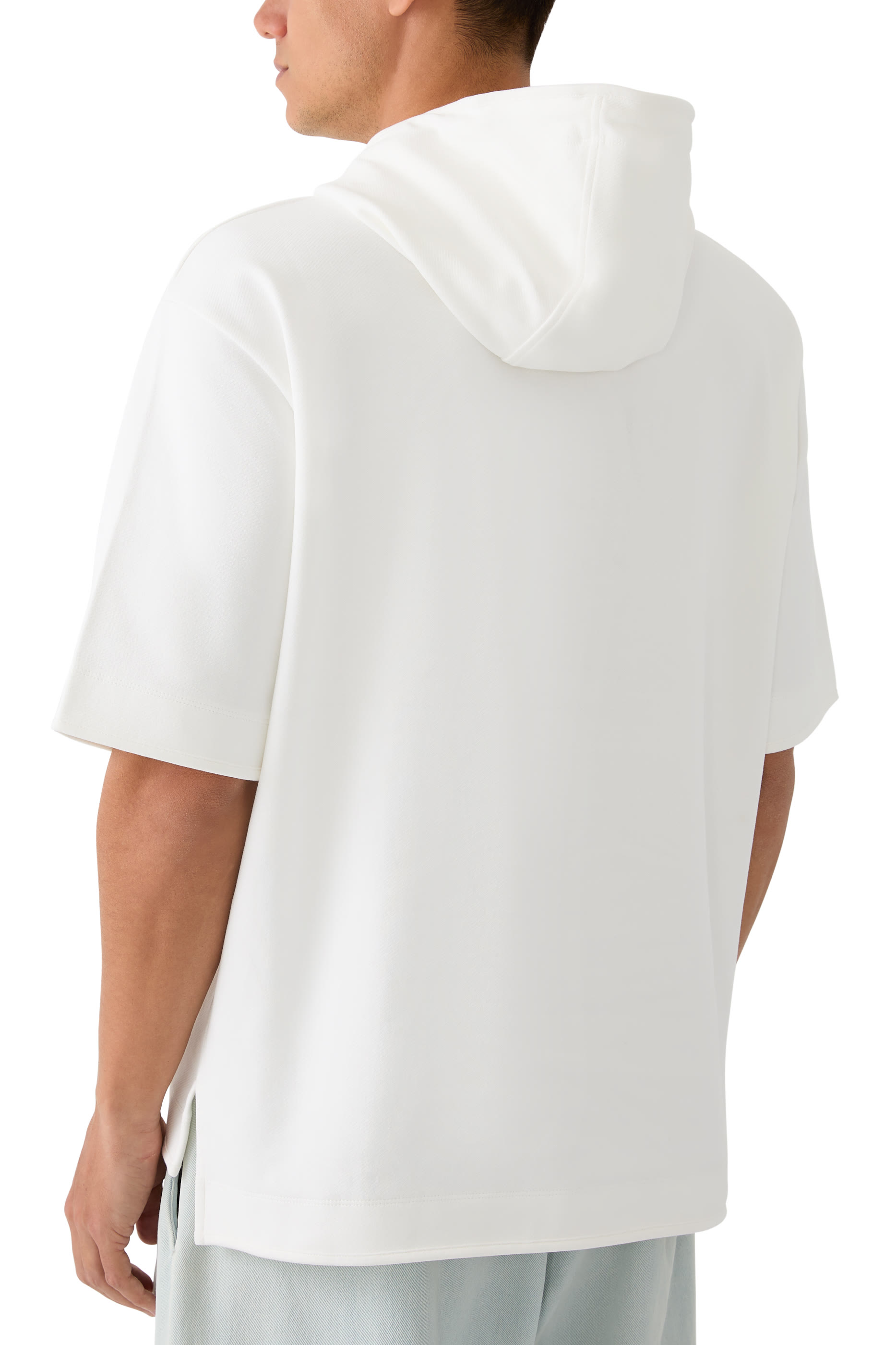 Short-Sleeved Oversized Jersey Hooded Sweatshirt