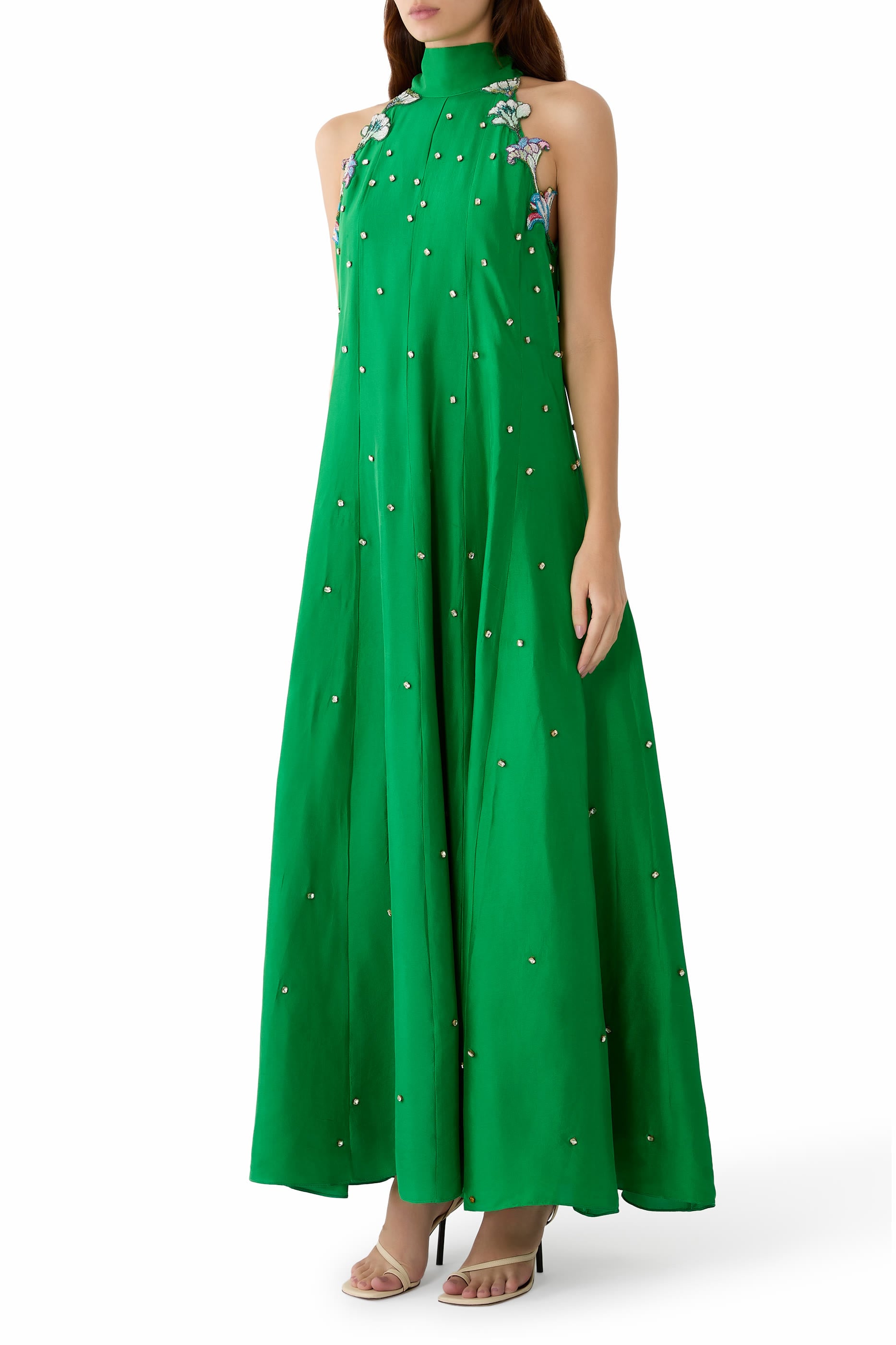  Lush Emerald Embroidered Dress