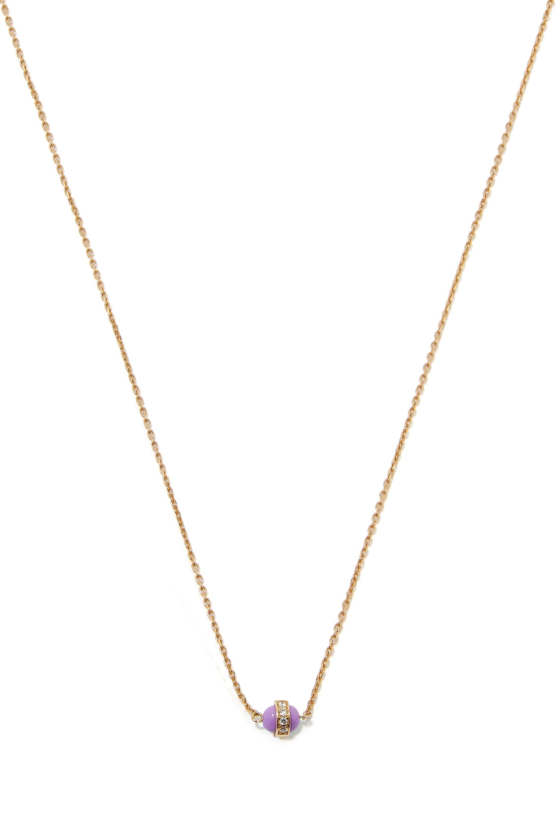 The Single Purple Atom Necklace, 18k Yellow Gold & Diamonds