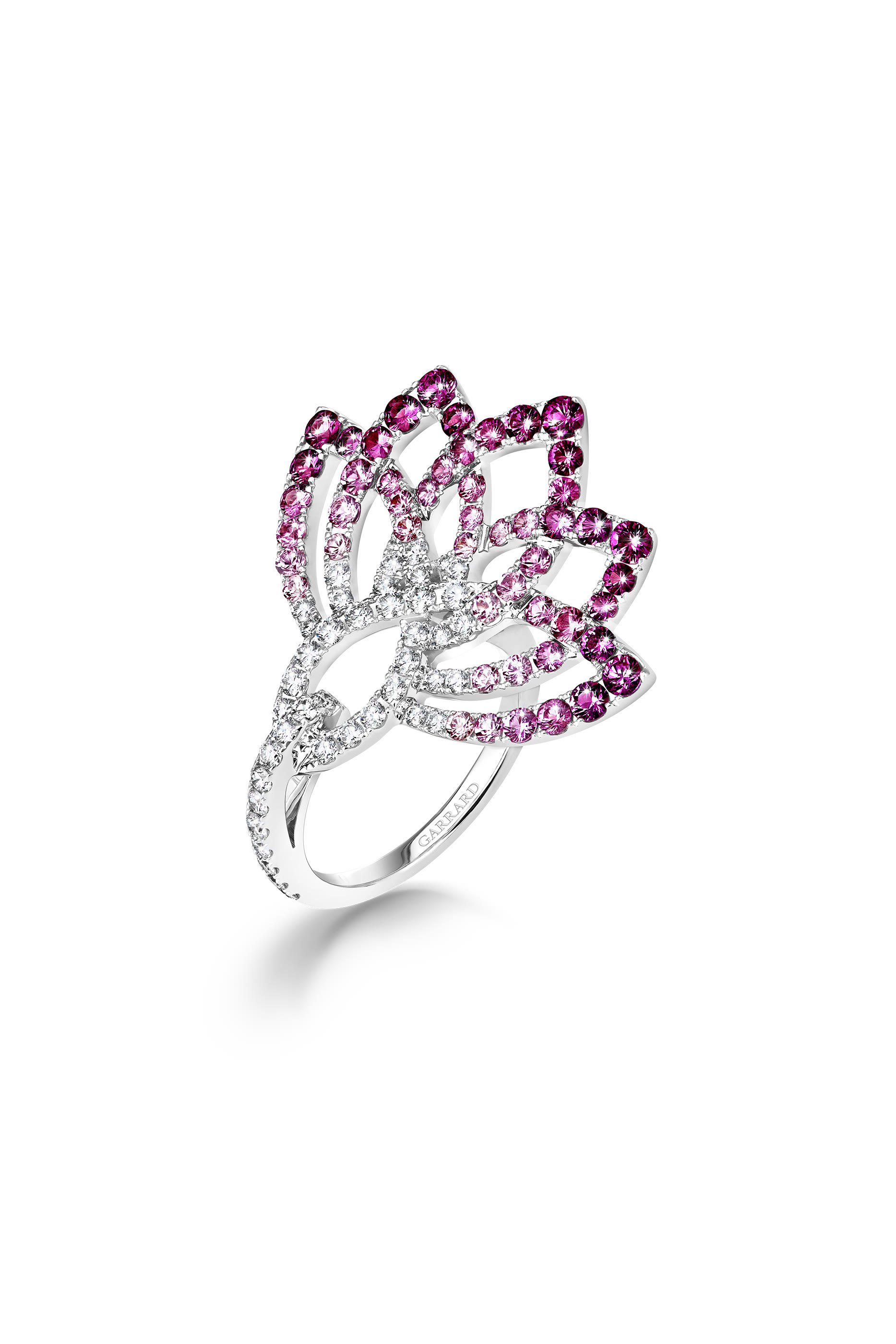 Lotus Blossom Ring, 18K White Gold & Pink Sapphire