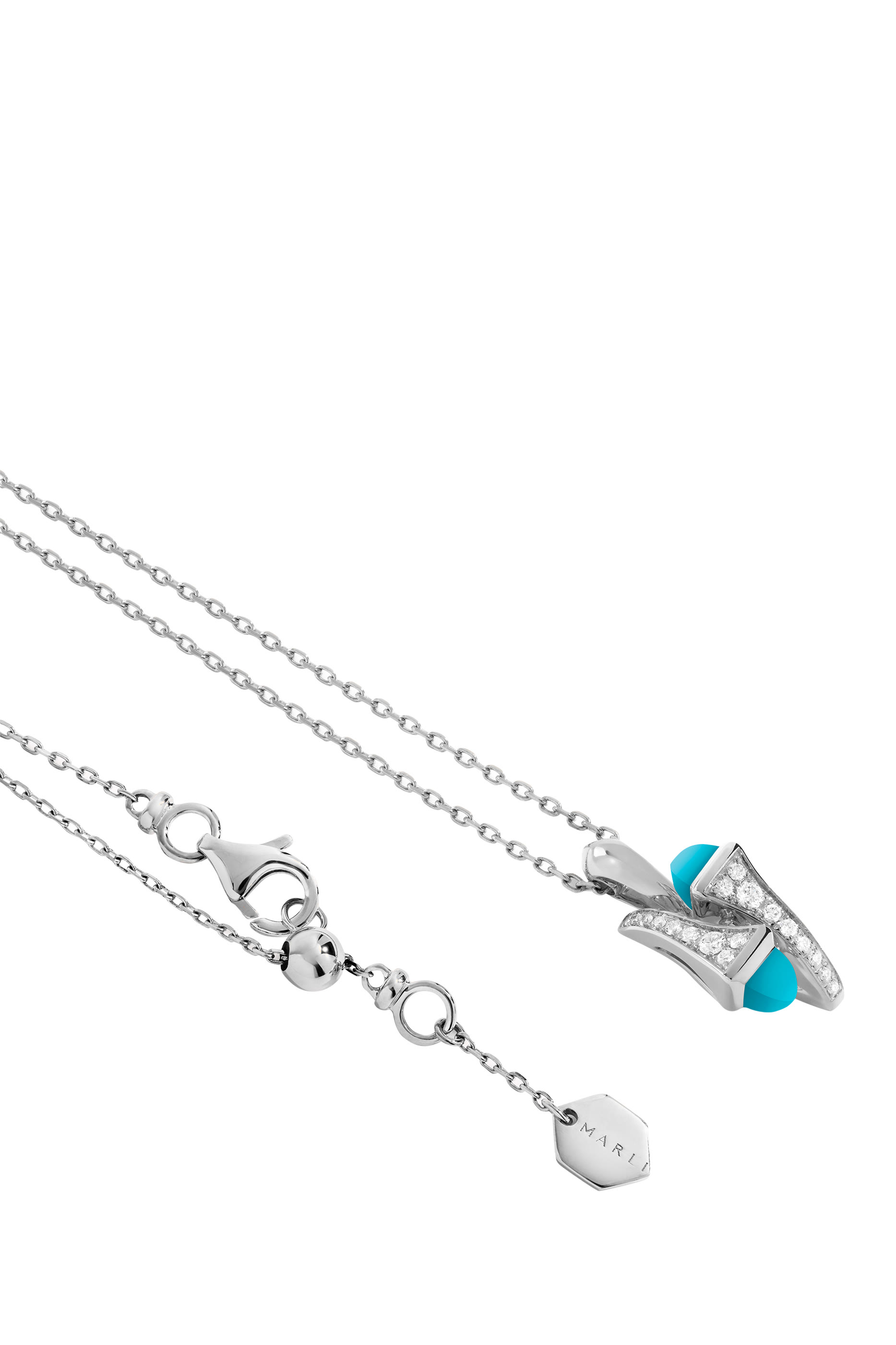 Cleo Turquoise and Pav&eacute; Diamond Huggie Pendant Necklace