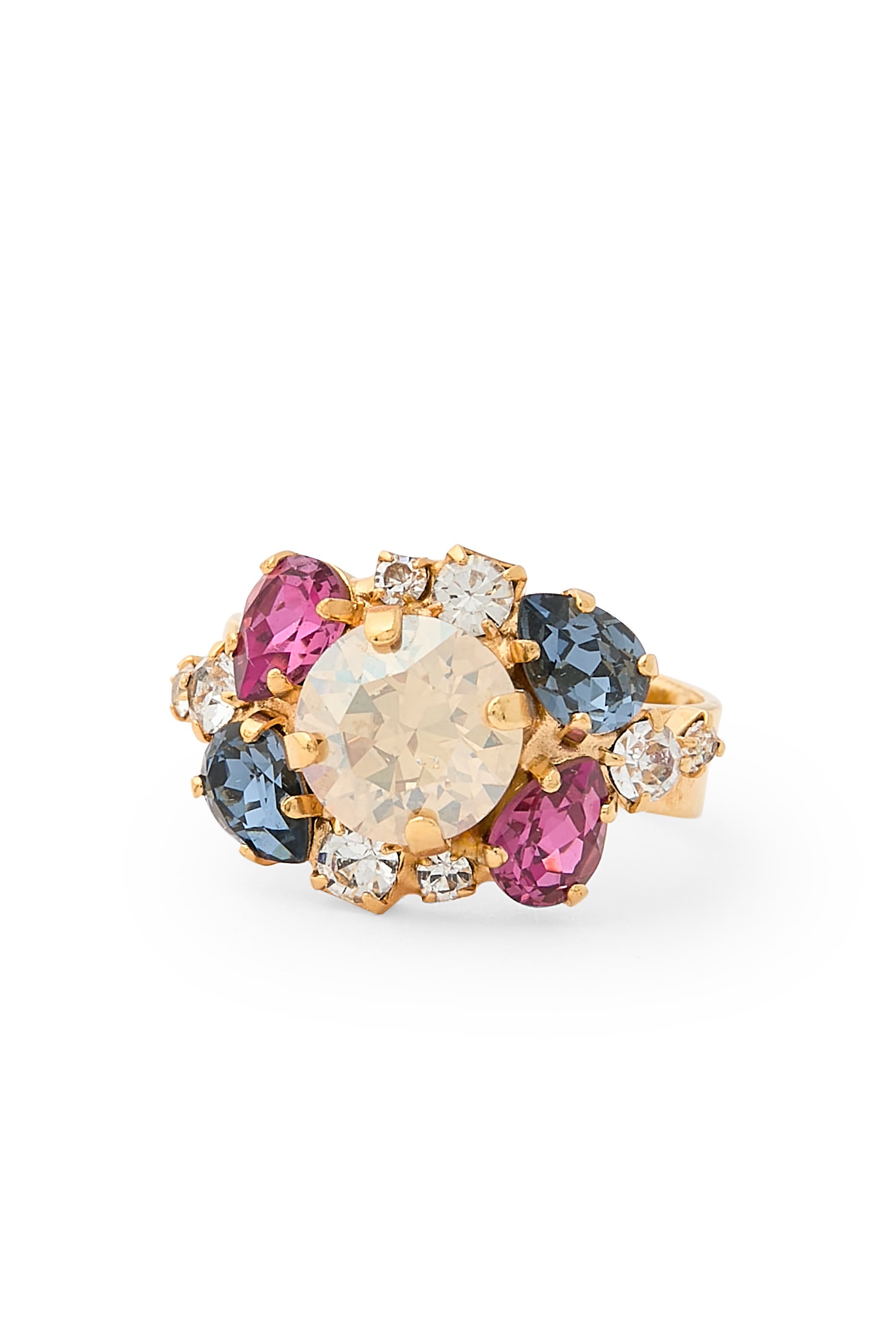Molly Ring, 18k Gold Plated Brass & Crystals