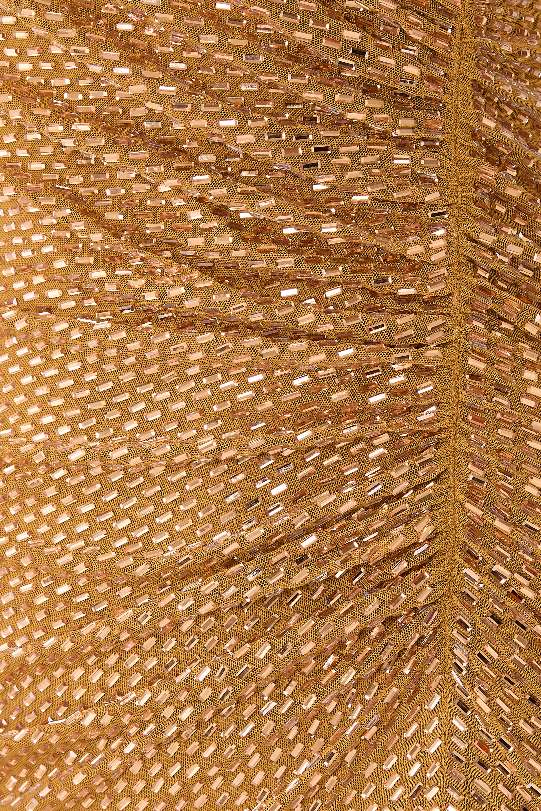 Gold Rhinestone Drape Midi Dress