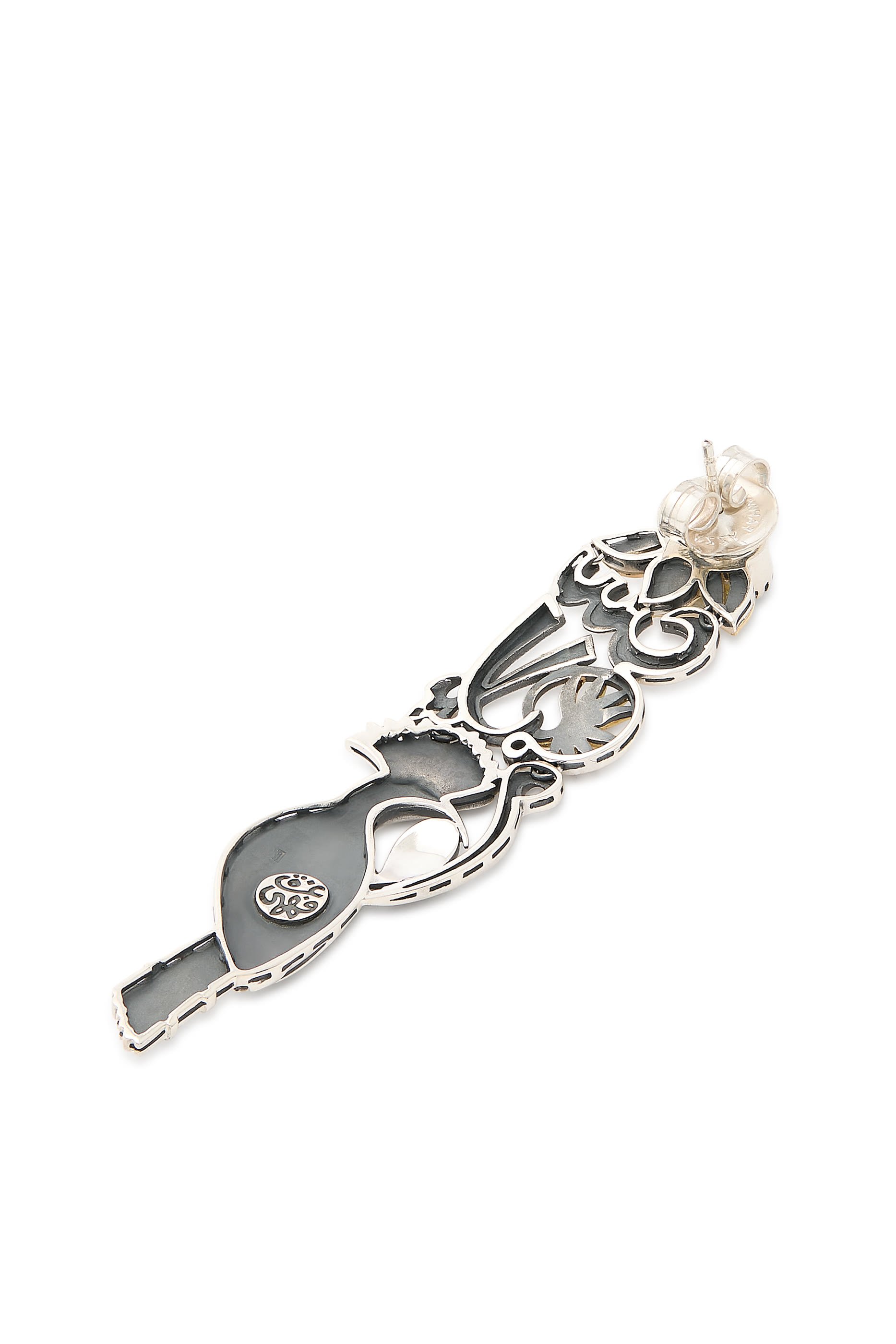  Wonders of Nature Chalcedony Peace and Wisdom Single Earring, 18K Yellow Gold & Sterling Silver
