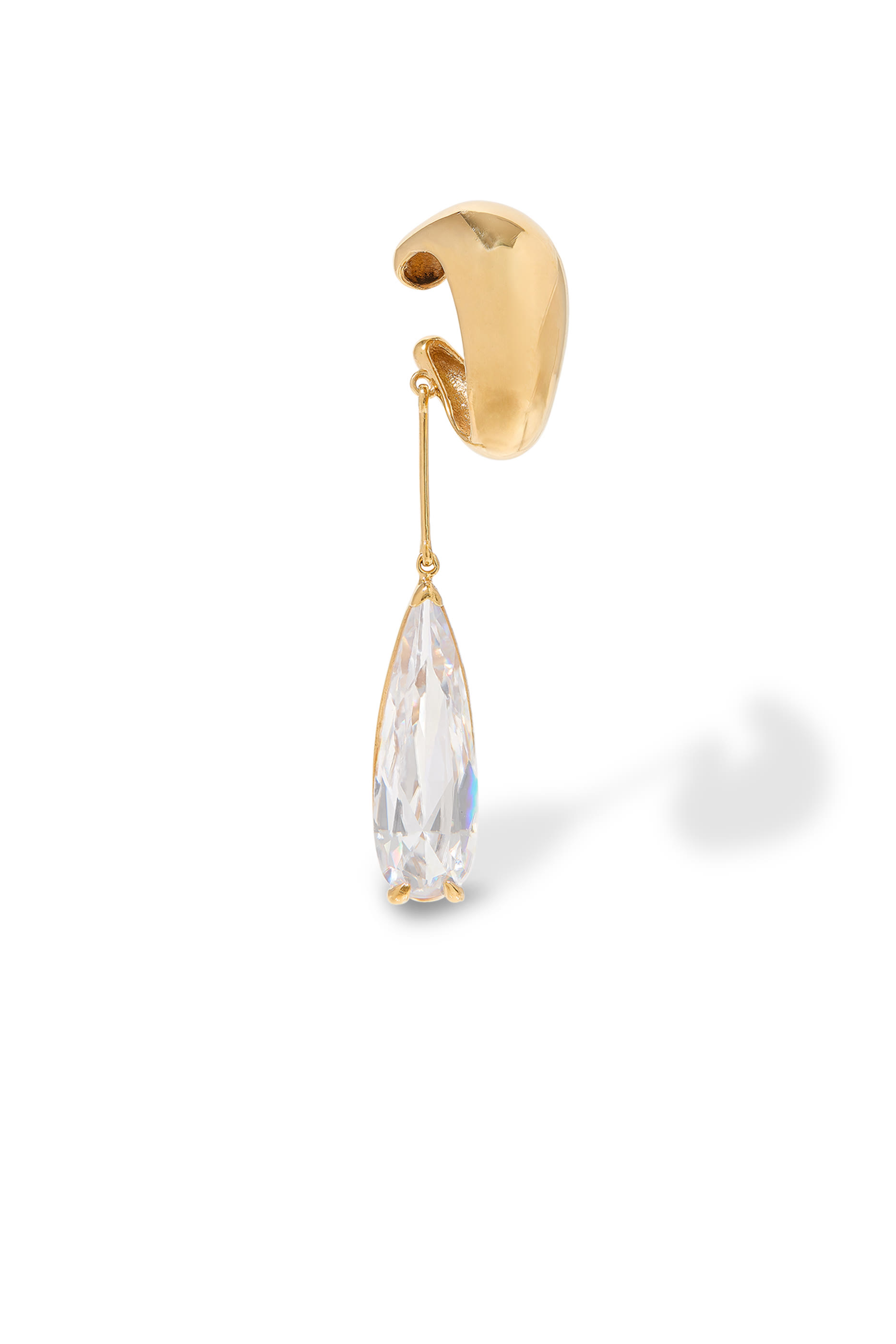 Clear Teardrop Single Ear Cuff in Gold Vermeil, 925 Sterling Silver & Zirconia